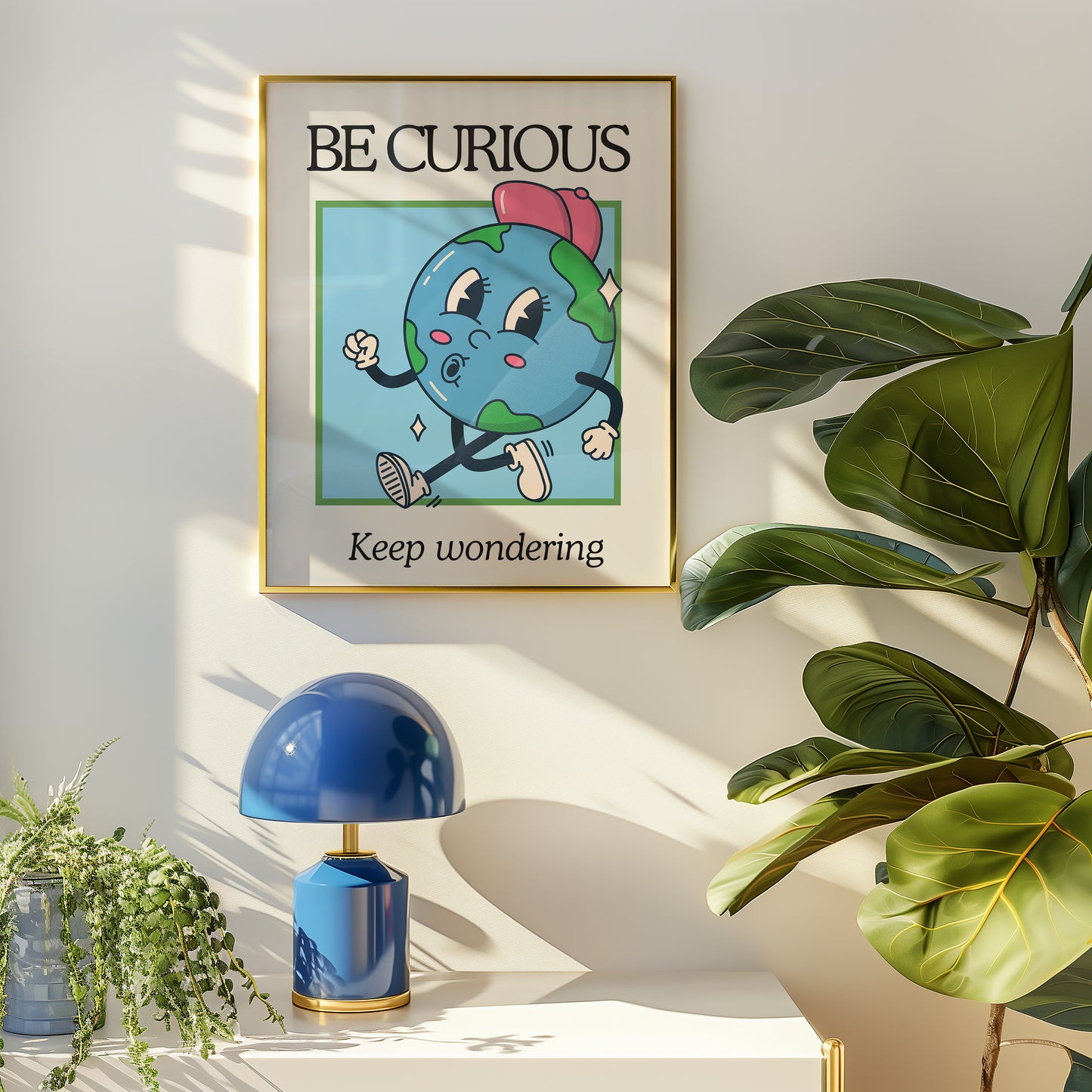 Be Curious Quote Vintage Mascot Classroom Art - Digital Print