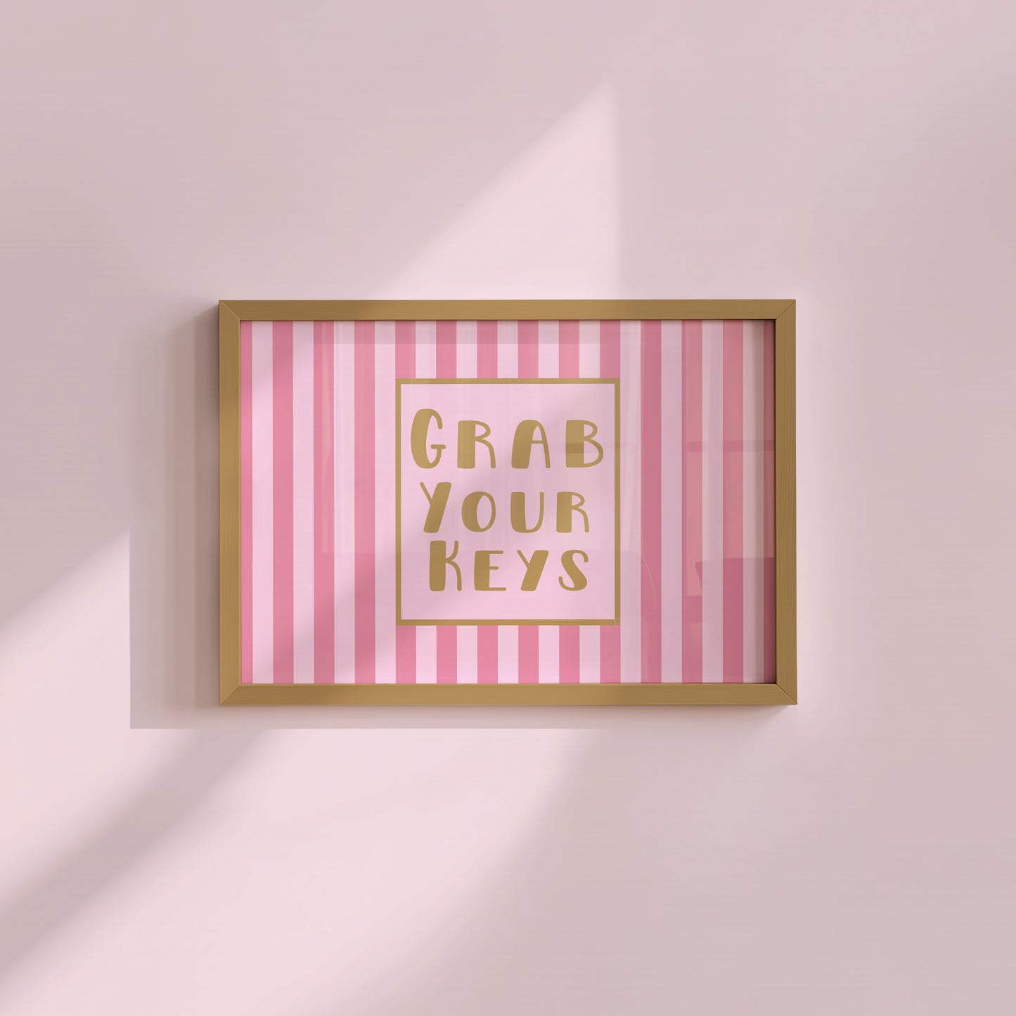Grab Your Keys Pink Striped Art Print - Digital Print