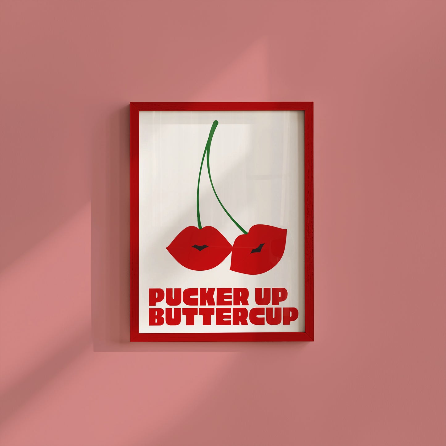 Pucker Up Buttercup Cherry Kiss Art - Digital Print