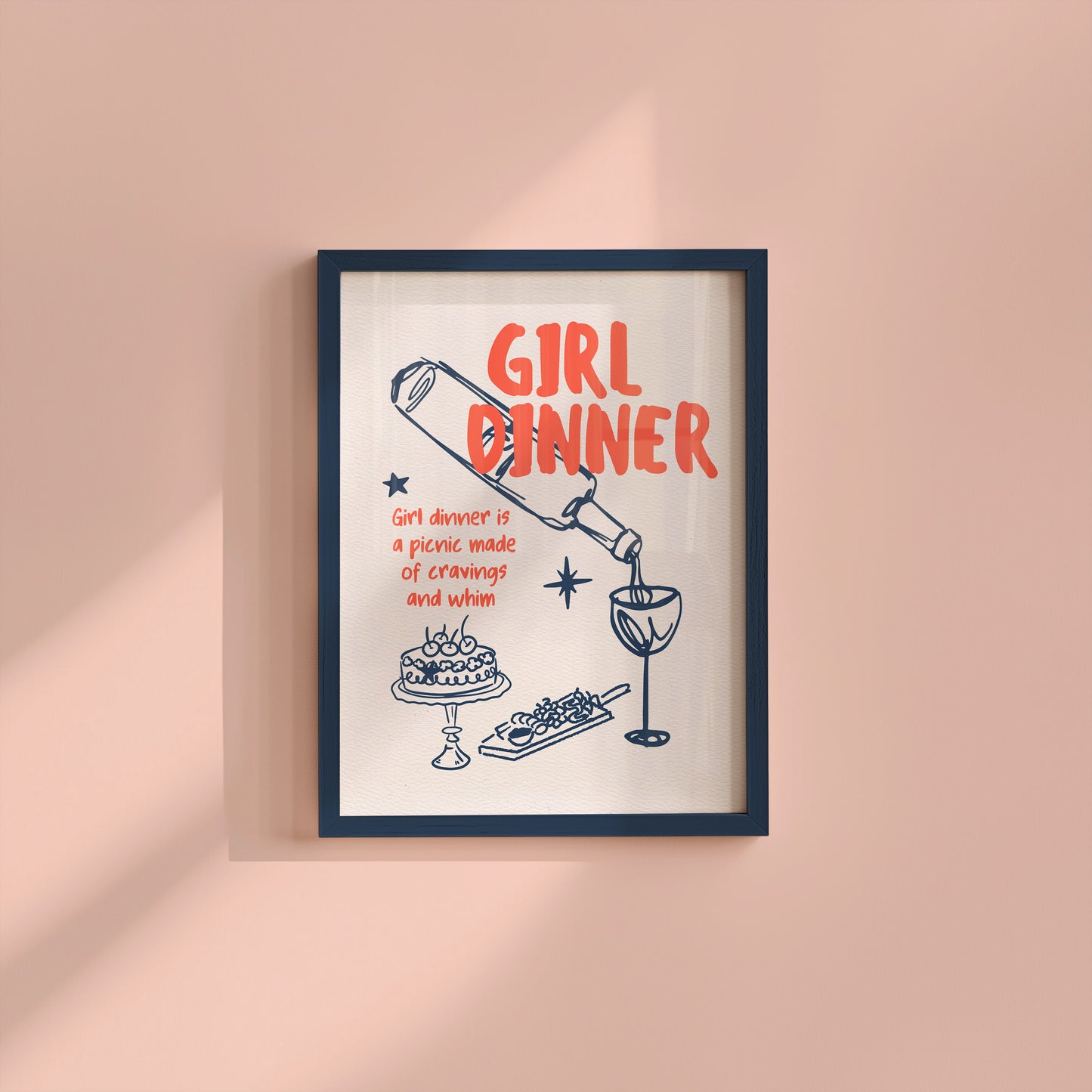 Cute Girl Dinner Art Print - Digital Print