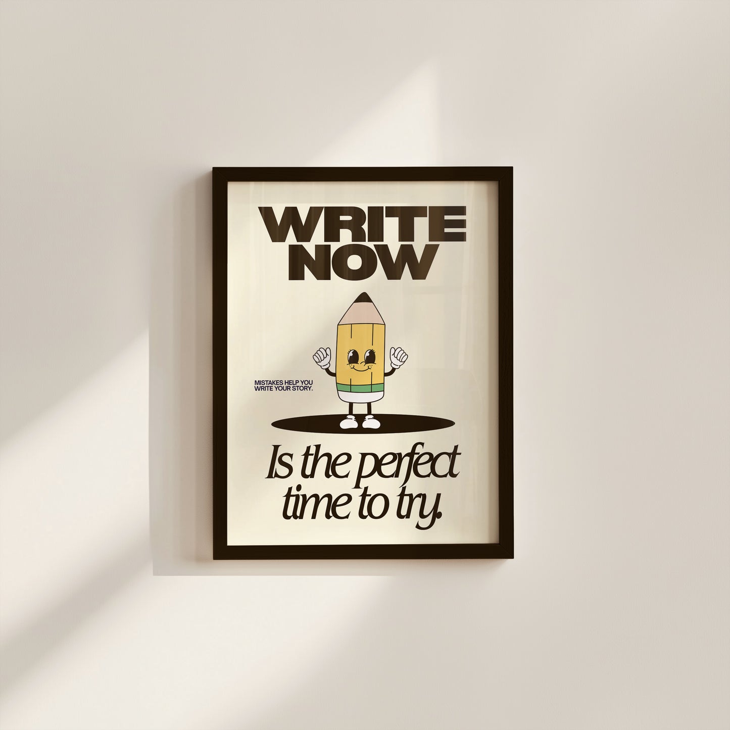 Write Now Cute Pencil Character Classroom Art - Digital Print