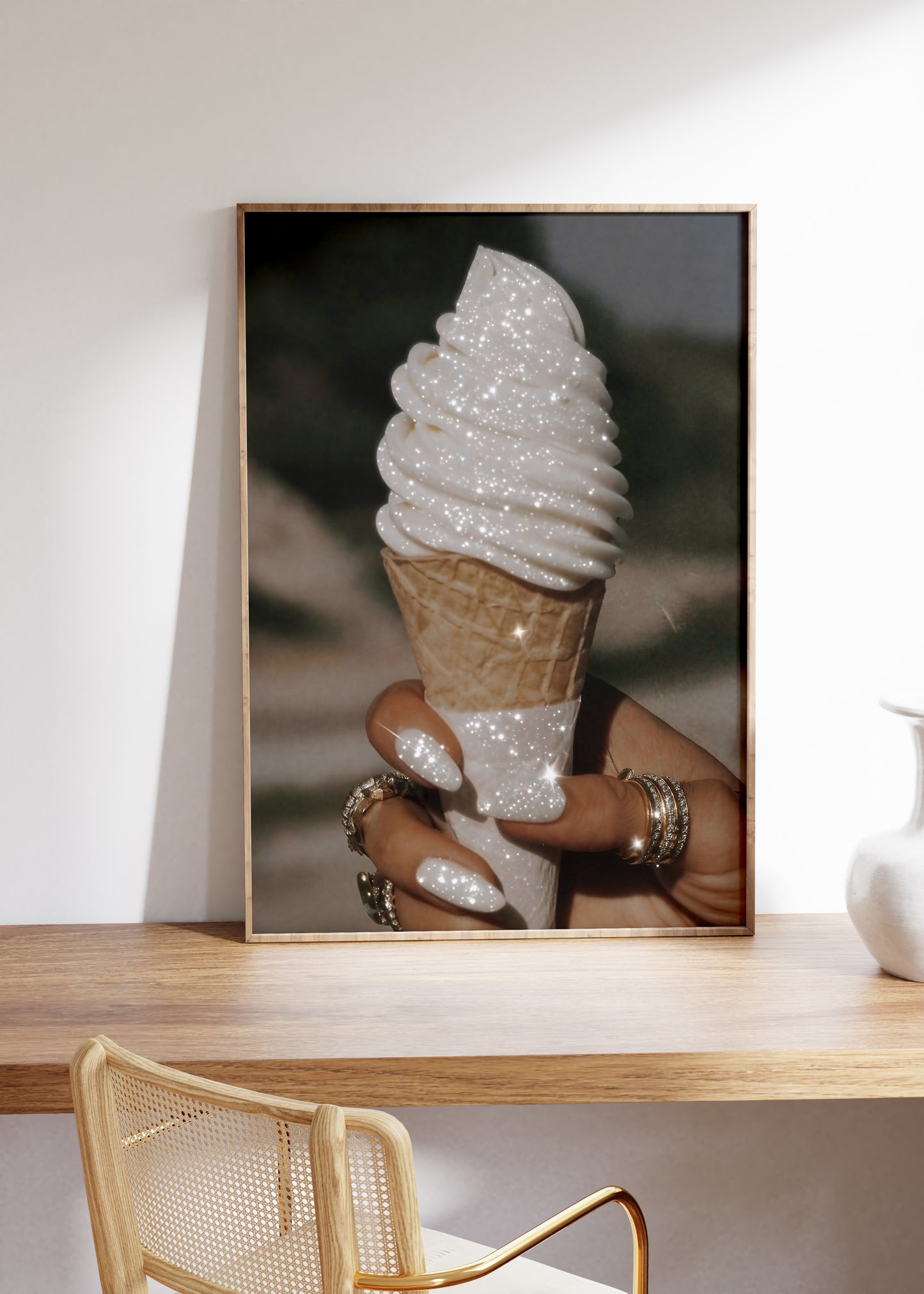 Retro Style Glitter Ice Cream Print - Digital Print
