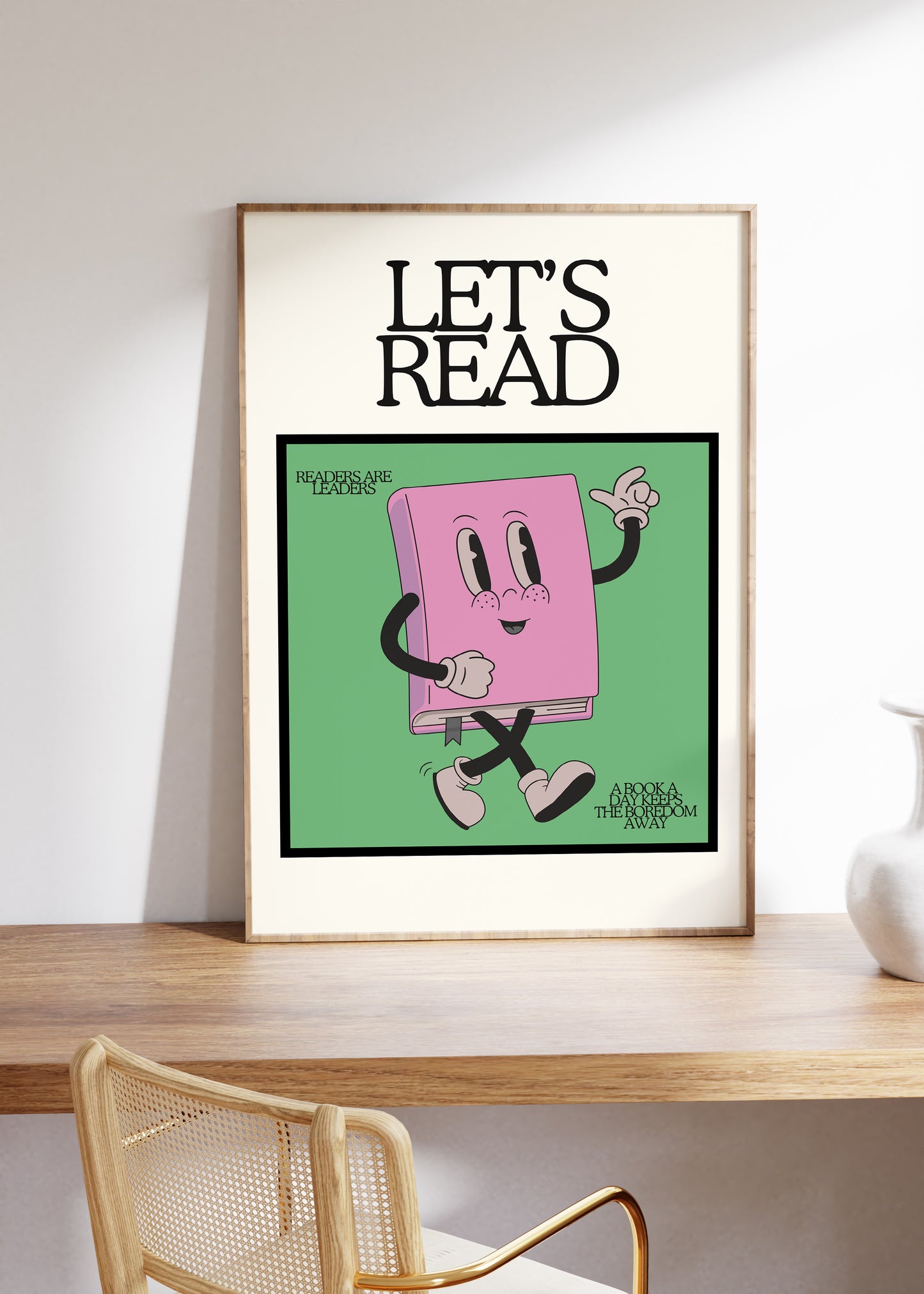 Cute Retro Book Character Classroom Art - Digital Print