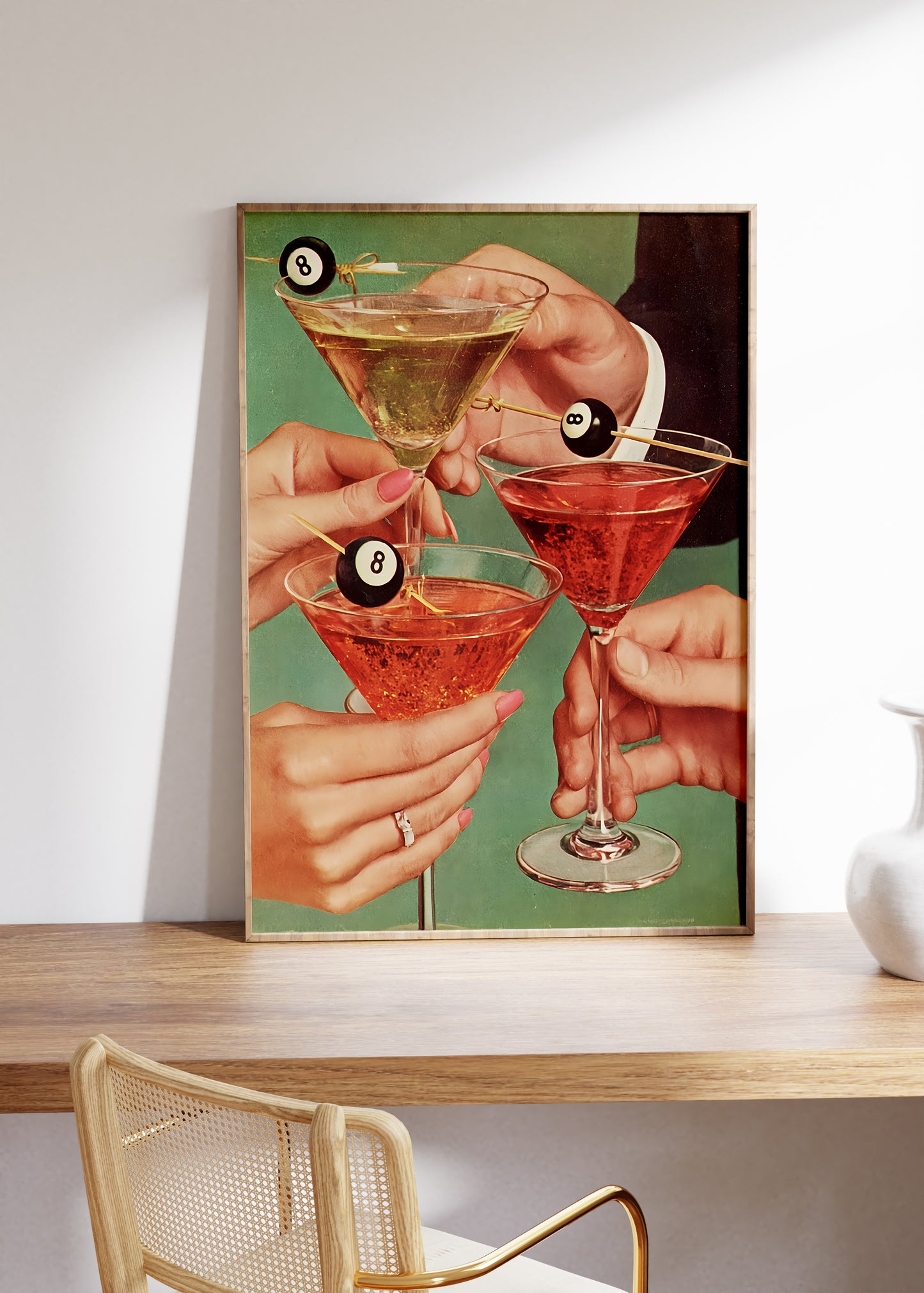 Funky Retro 8-Ball Martini Cocktail Print - Digital Print
