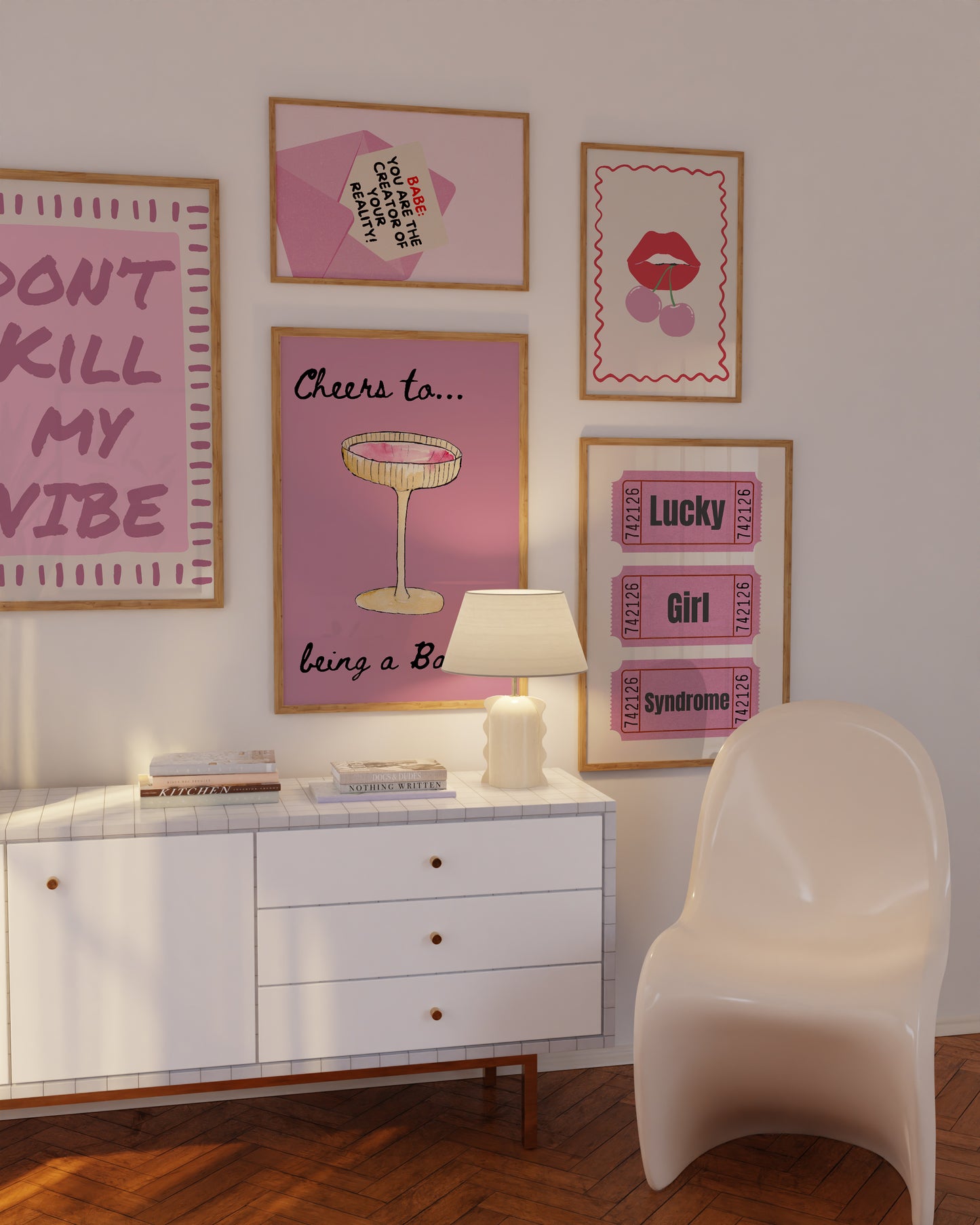 Preppy Pink Trendy Gallery Set of 5 - Digital Print