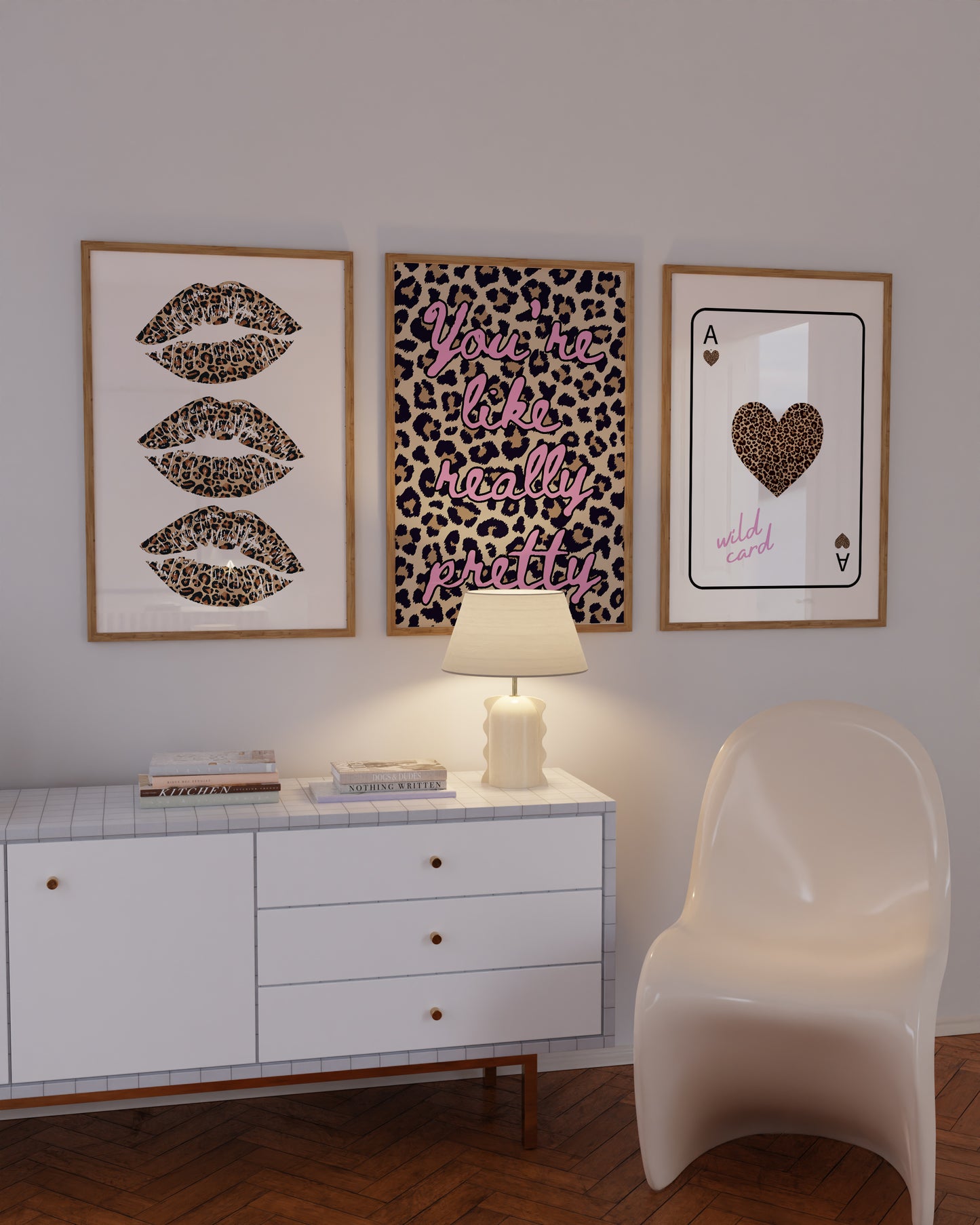 Leopard Lips Art Set of 3 Gallery Prints - Digital Print
