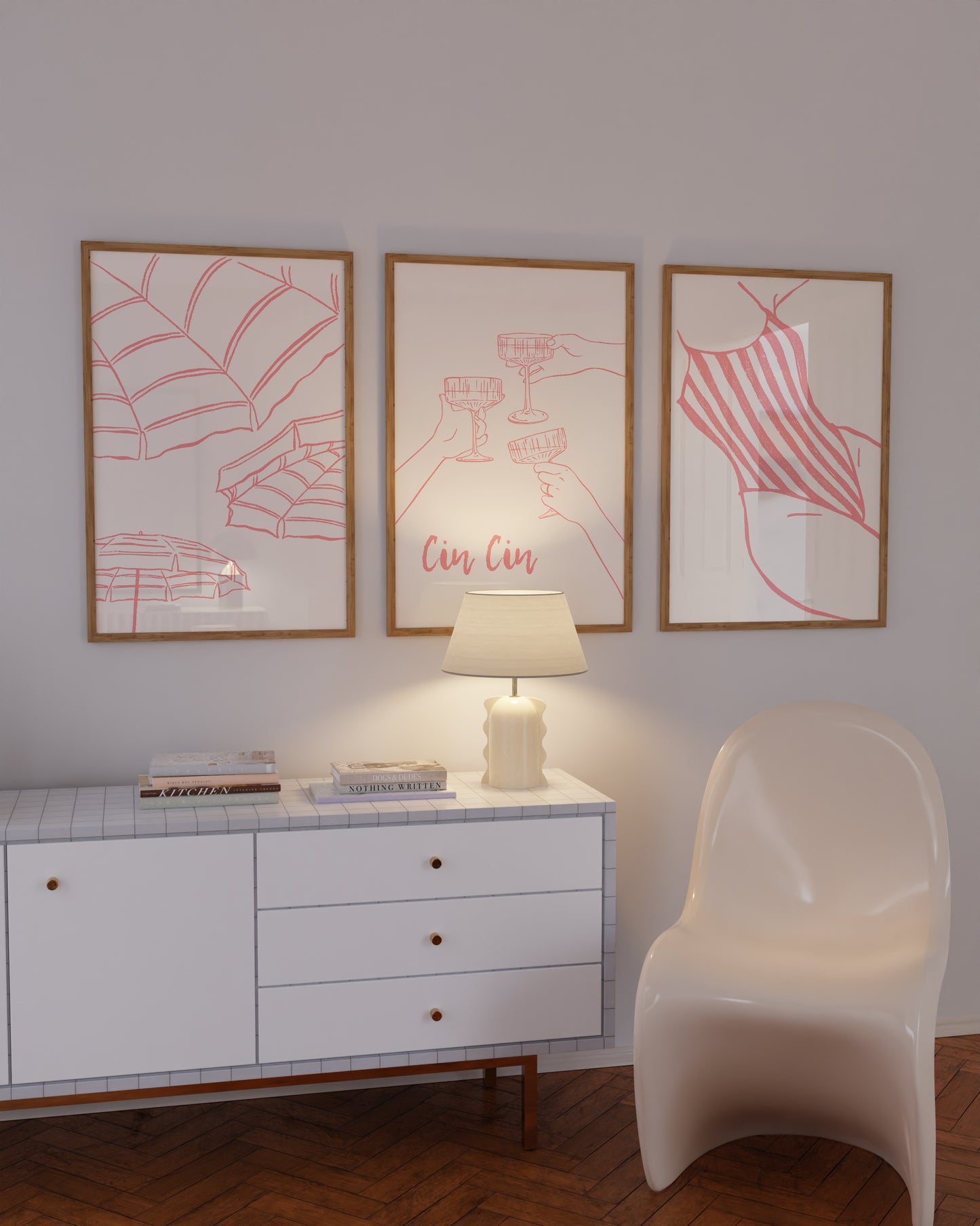 Coastal Coral Seaside Art Set of 3 Gallery Prints - Digital Print