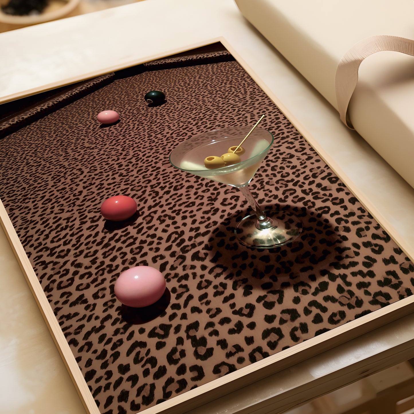 Retro Martini On Leopard Print Pool Table - Digital Print