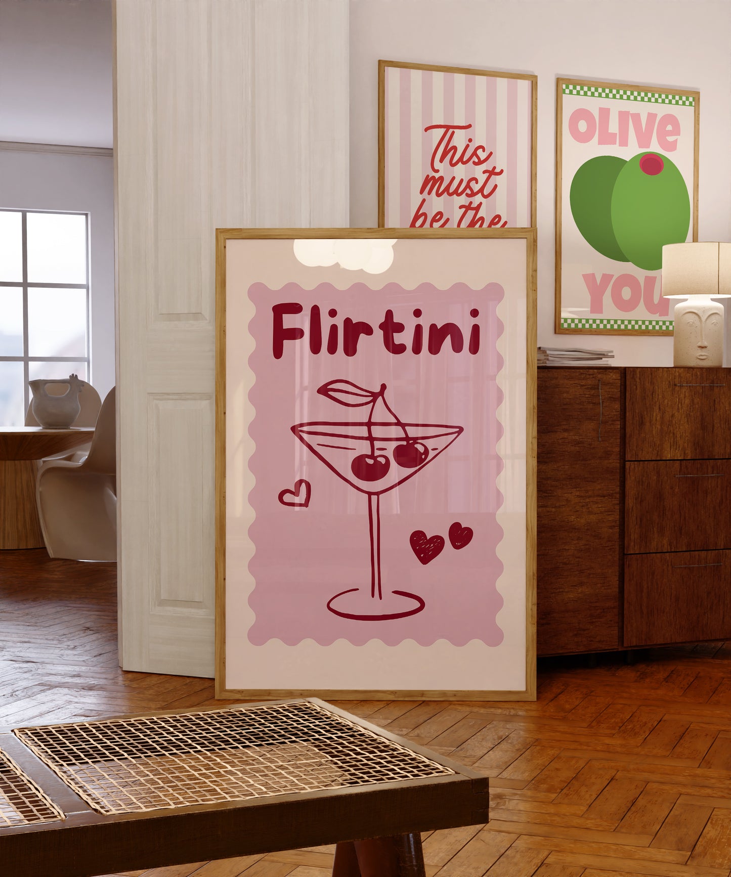 Pink Flirtini Cocktail Art Print - Digital Print