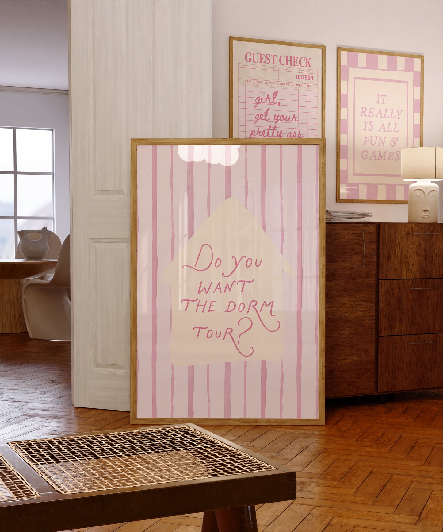 Pink Dorm Art Set of 3 - Trendy Gallery Wall Prints - Digital Print