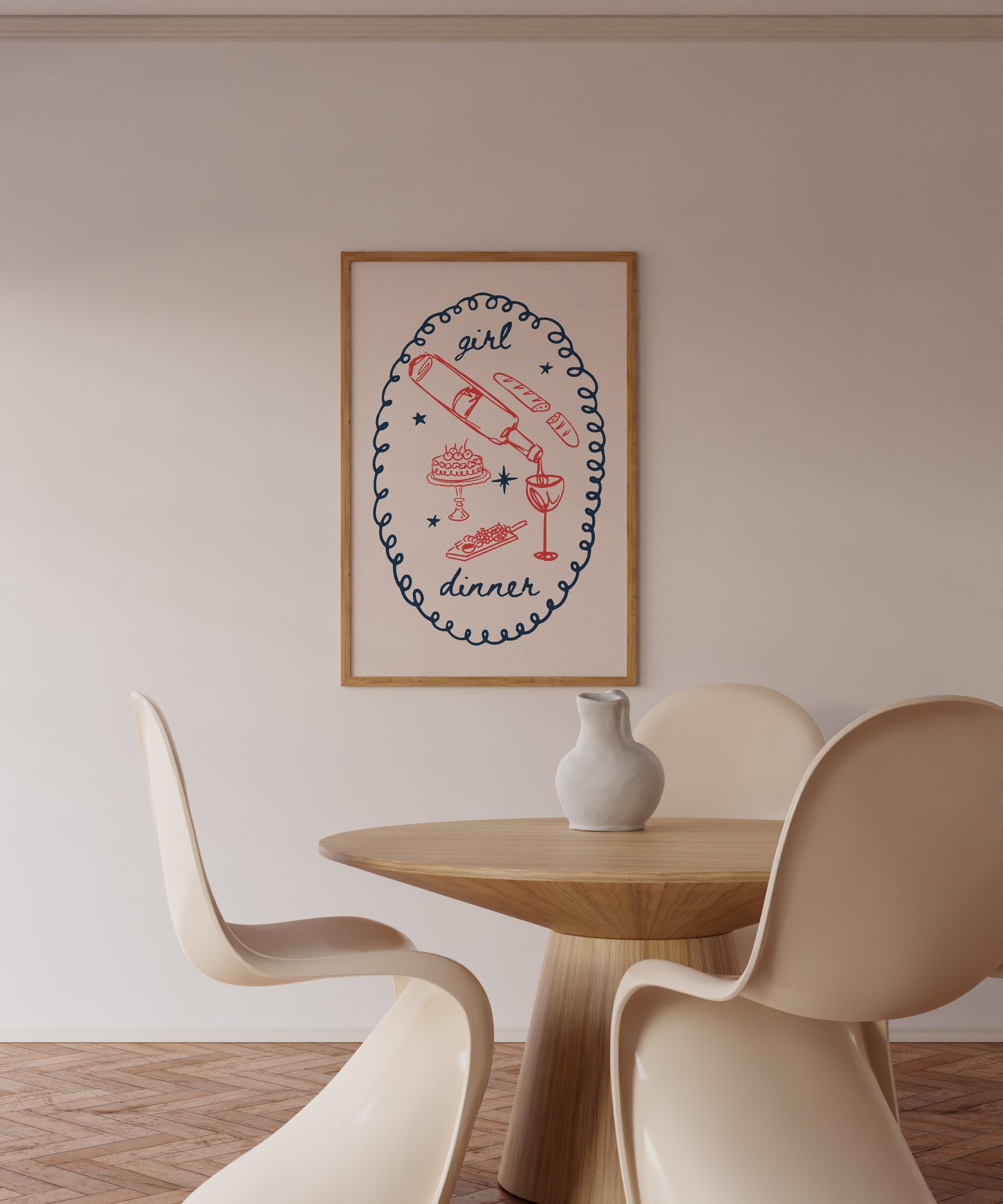 Cute Girl Dinner Art Print - Digital Print