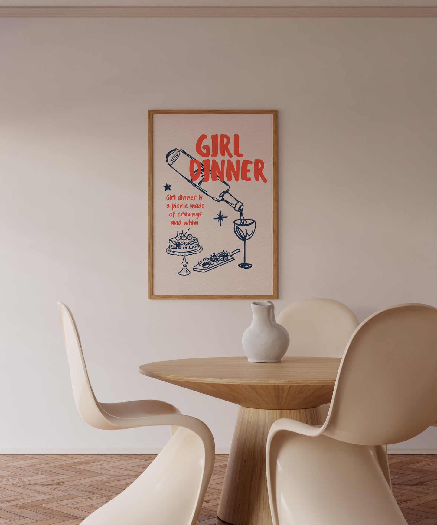 Cute Girl Dinner Art Print - Digital Print