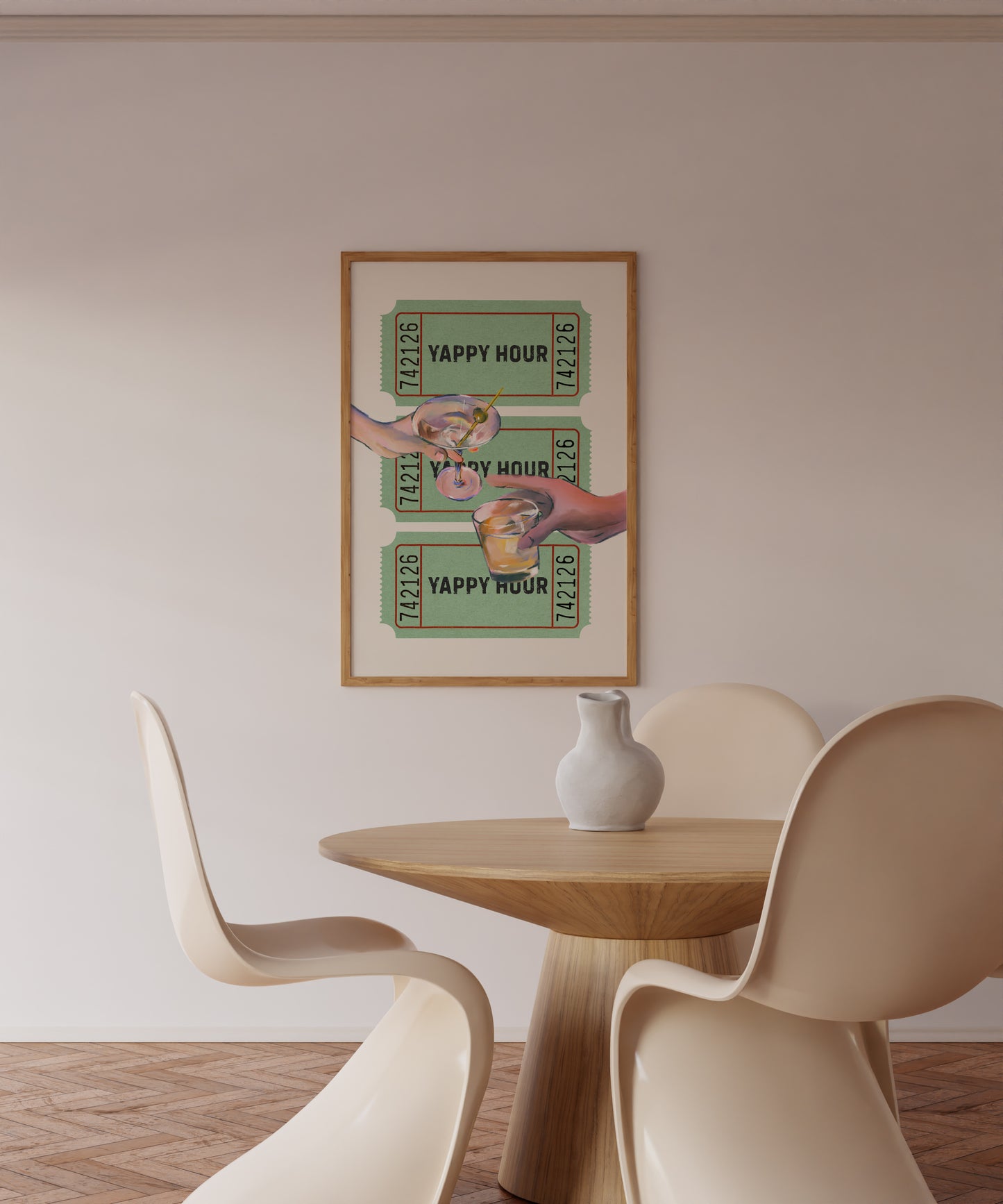 Yappy Hour Retro Drink Ticket Cocktail Art Poster - Digital Print