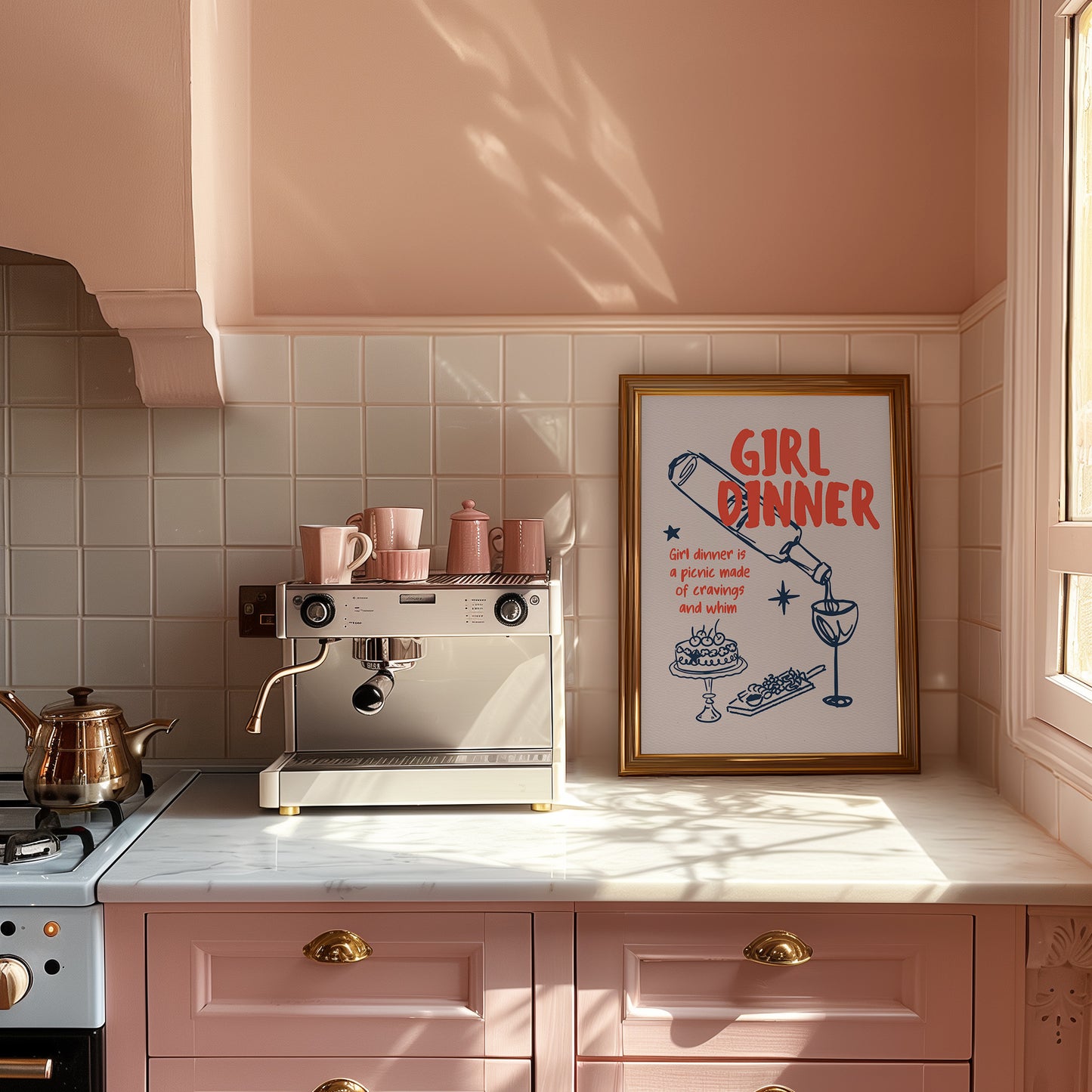 Cute Girl Dinner Art Print - Digital Print