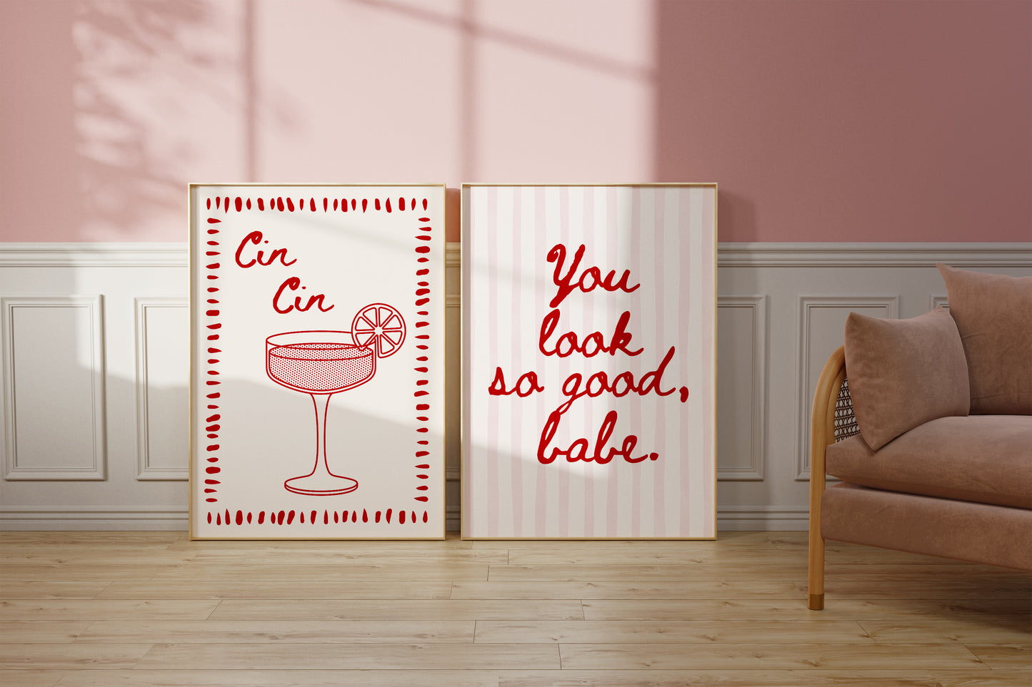 Red & Pink Trendy Gallery Set of 5 - Digital Print