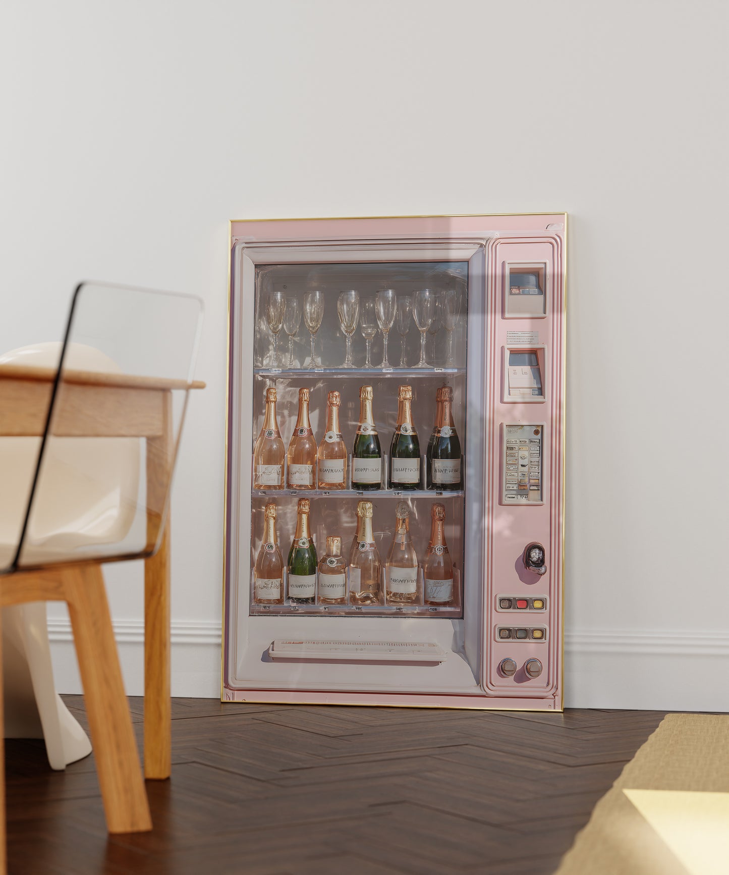 Retro Surrealist Champagne Vending Machine - Digital Print