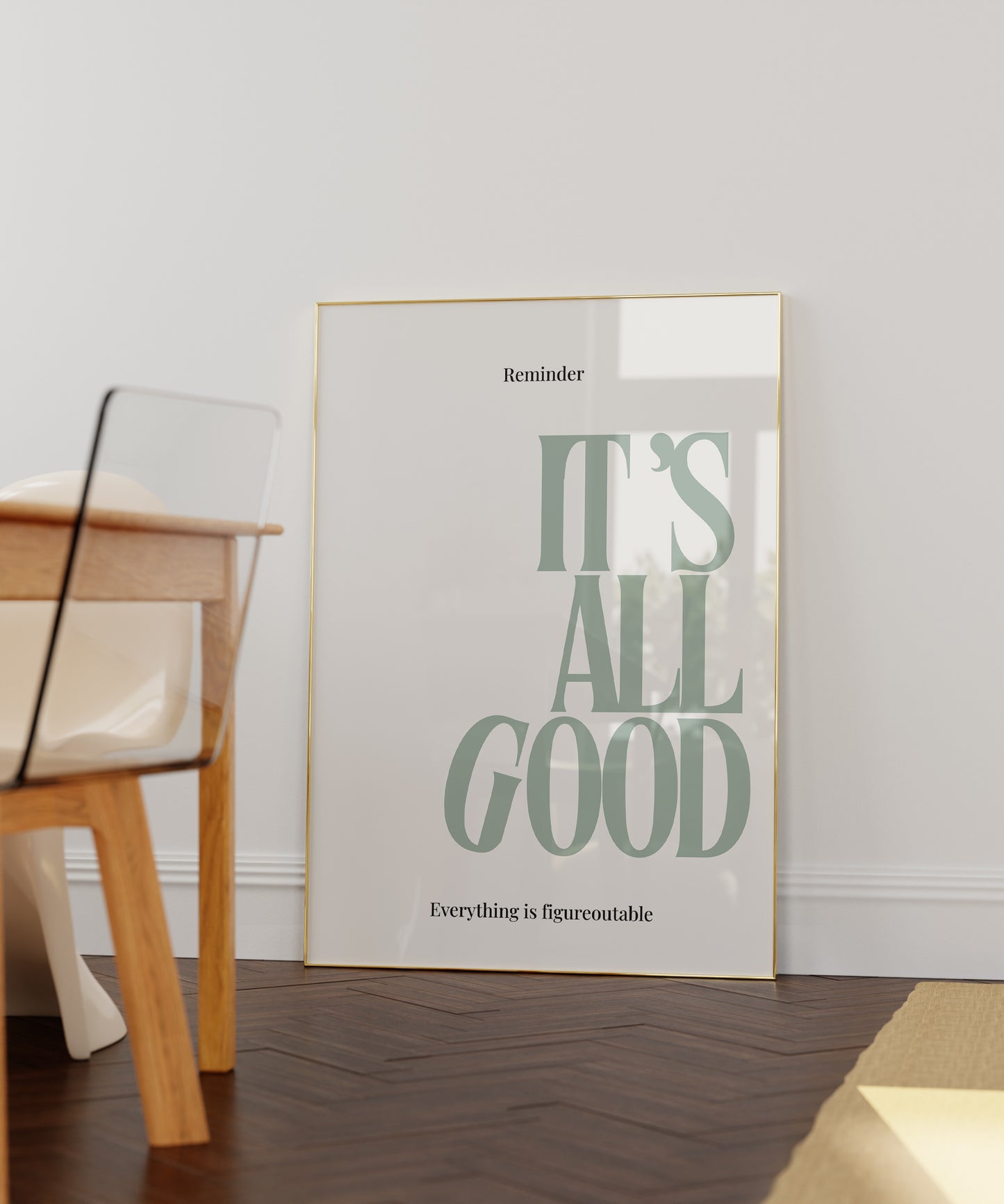 Sage Green It's All Good Typography Art - Empowerment Print - Digital Print