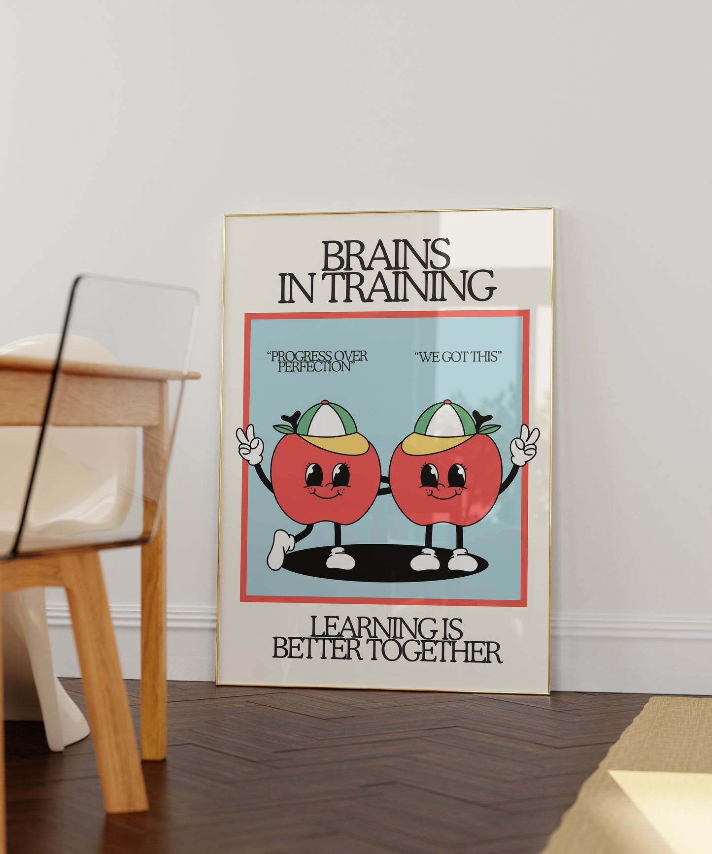 Brains In Training Retro Character Classroom Art - Digital Print