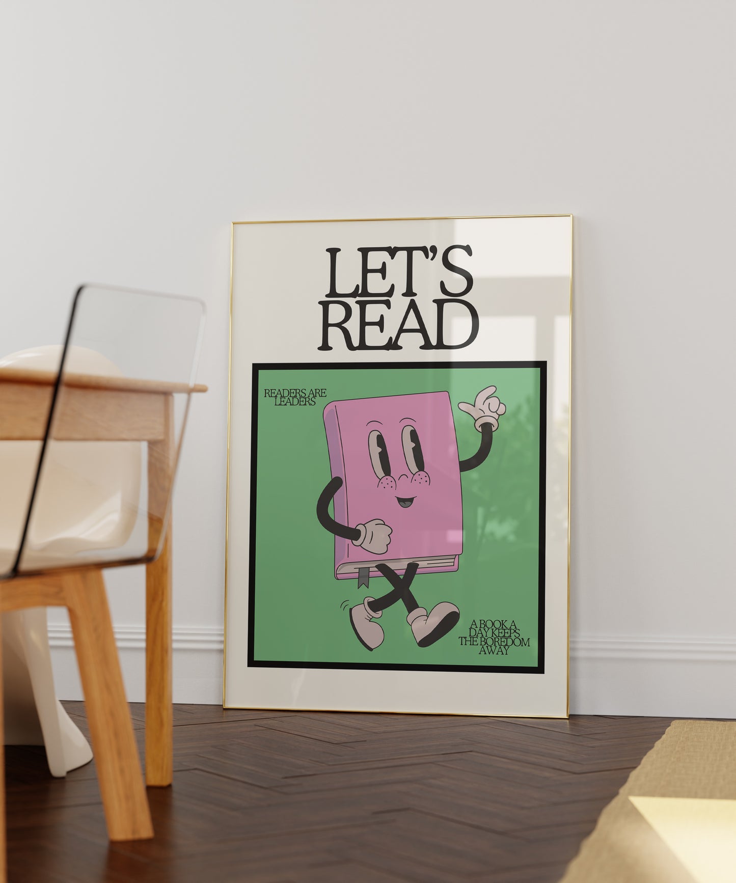 Cute Retro Book Character Classroom Art - Digital Print