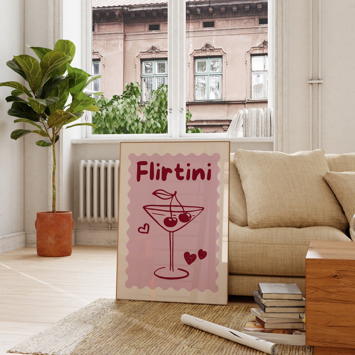 Pink Flirtini Cocktail Art Print - Digital Print
