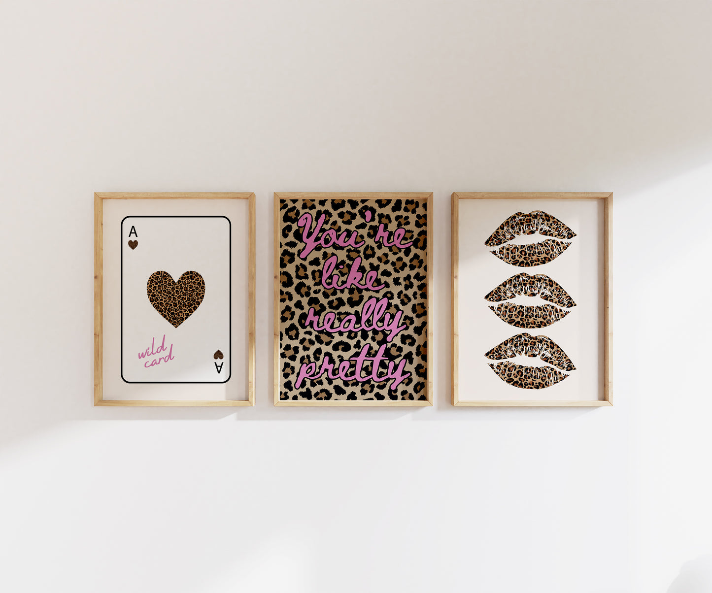 Leopard Lips Art Set of 3 Gallery Prints - Digital Print