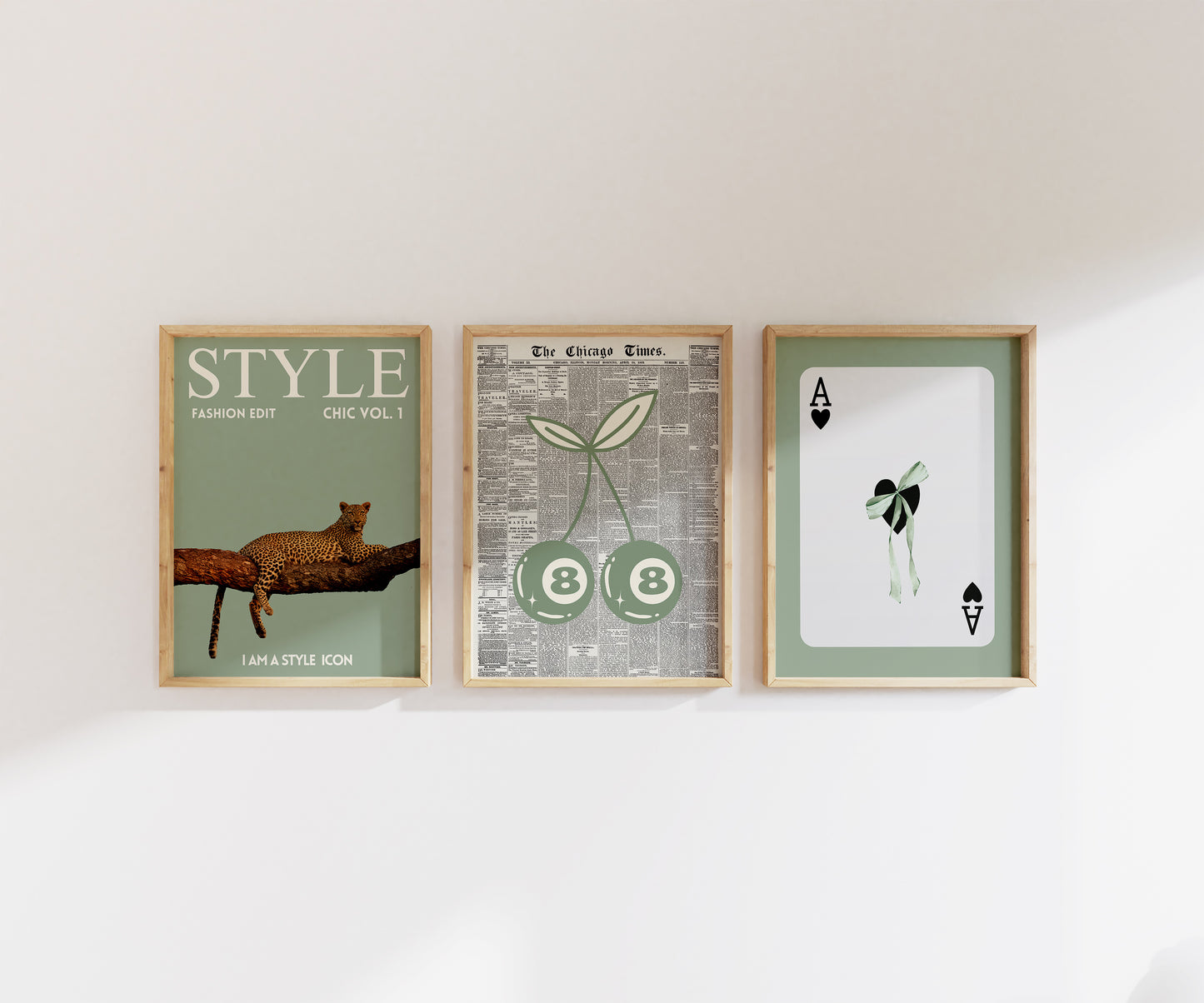 Sage Green Stockholm Art Prints Set Of 3 Room Decor | Digital Print