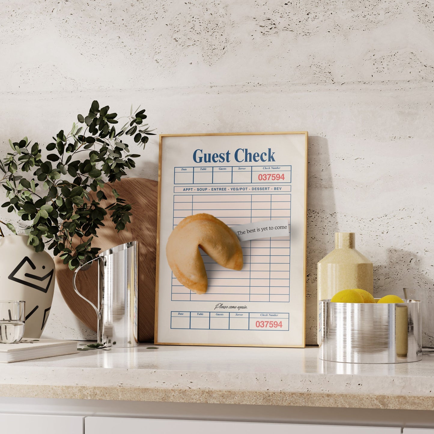 Fortune Cookie The Best Is Yet To Come Retro Guest Check Poster - Digital Print