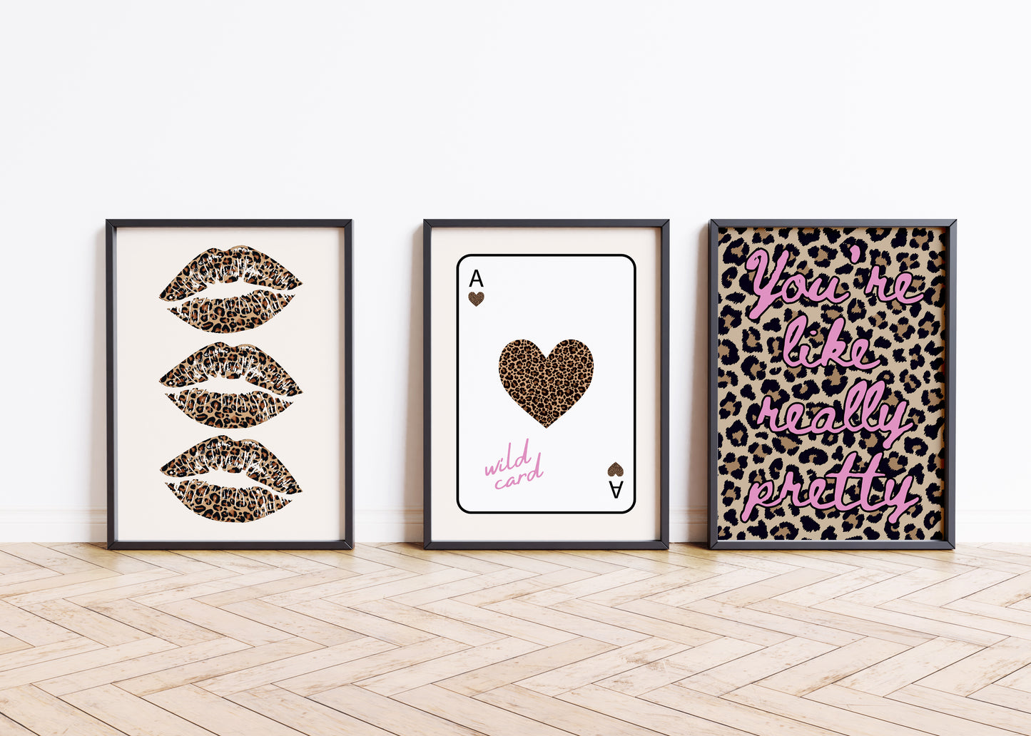 Leopard Lips Art Set of 3 Gallery Prints - Digital Print