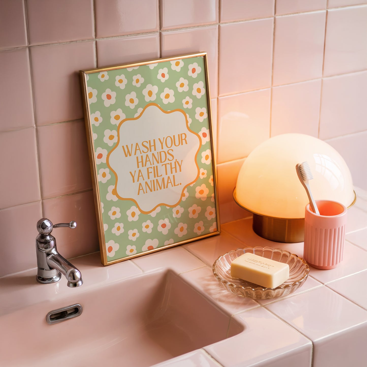 Wash Your Hands You Filthy Animal Cute Bathroom Print - Digital Print