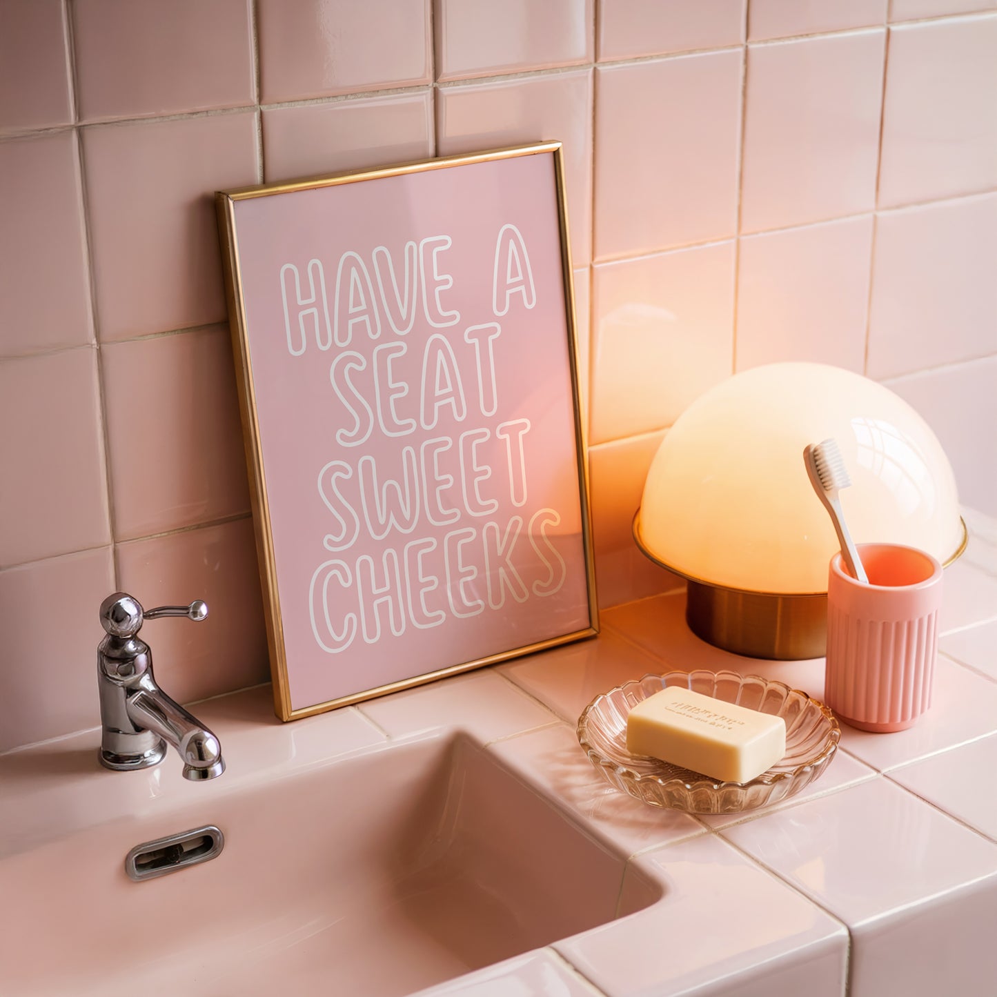 Have A Seat Sweet cheeks Cute Bathroom Print - Digital Print