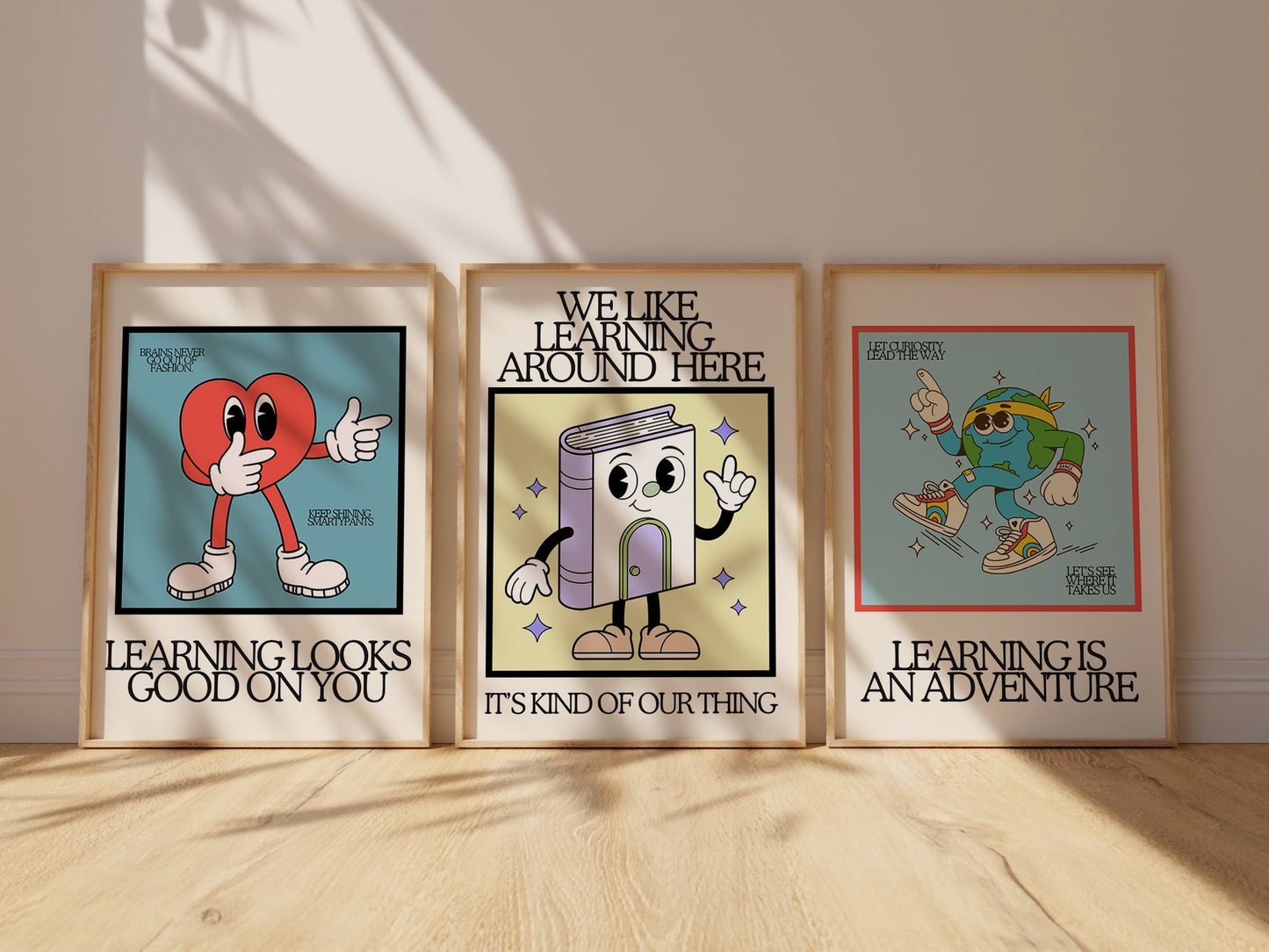 Vintage Retro Mascot Classroom Art Set Of 10 - Digital Print