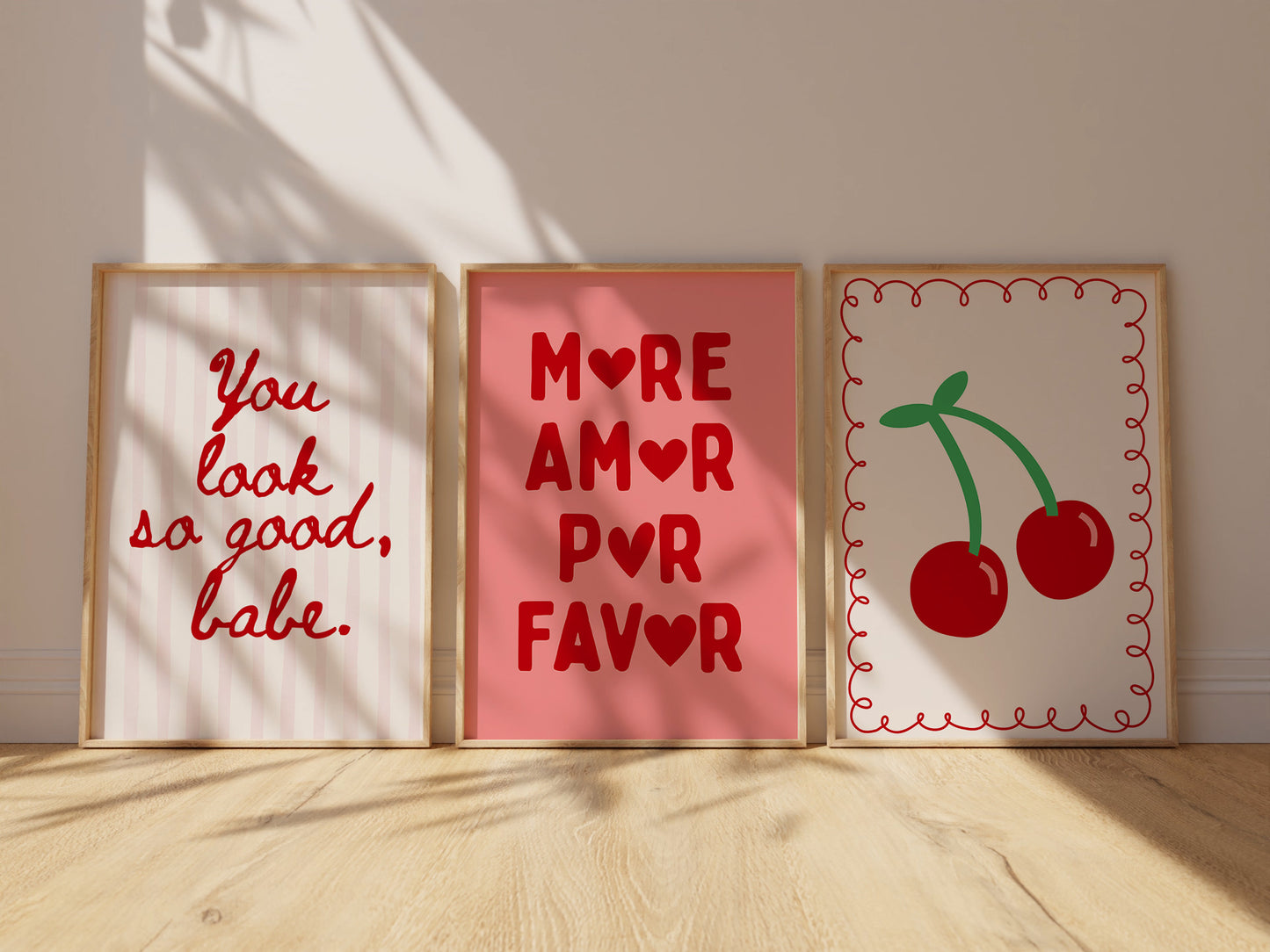 Red & Pink Trendy Gallery Set of 5 - Digital Print