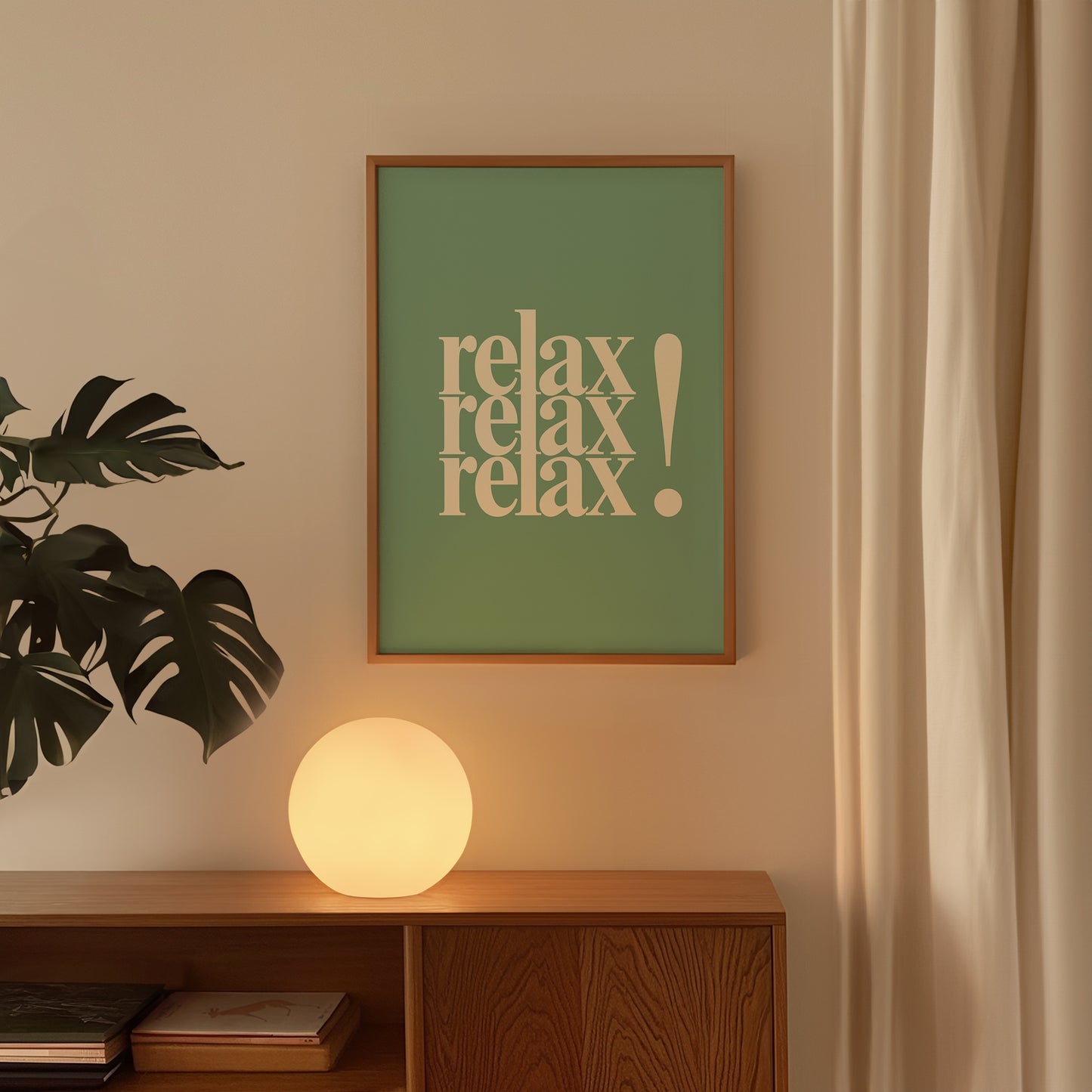 Relax Quote Green Positivity Art - Digital Print