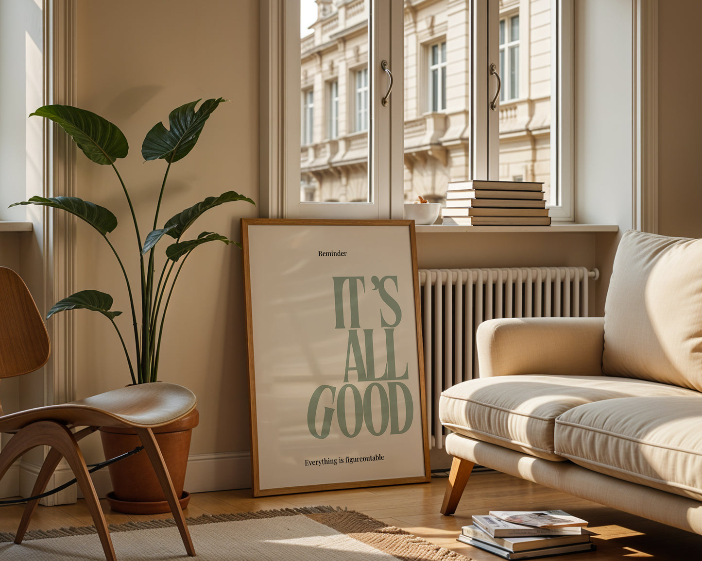 Sage Green It's All Good Typography Art - Empowerment Print - Digital Print