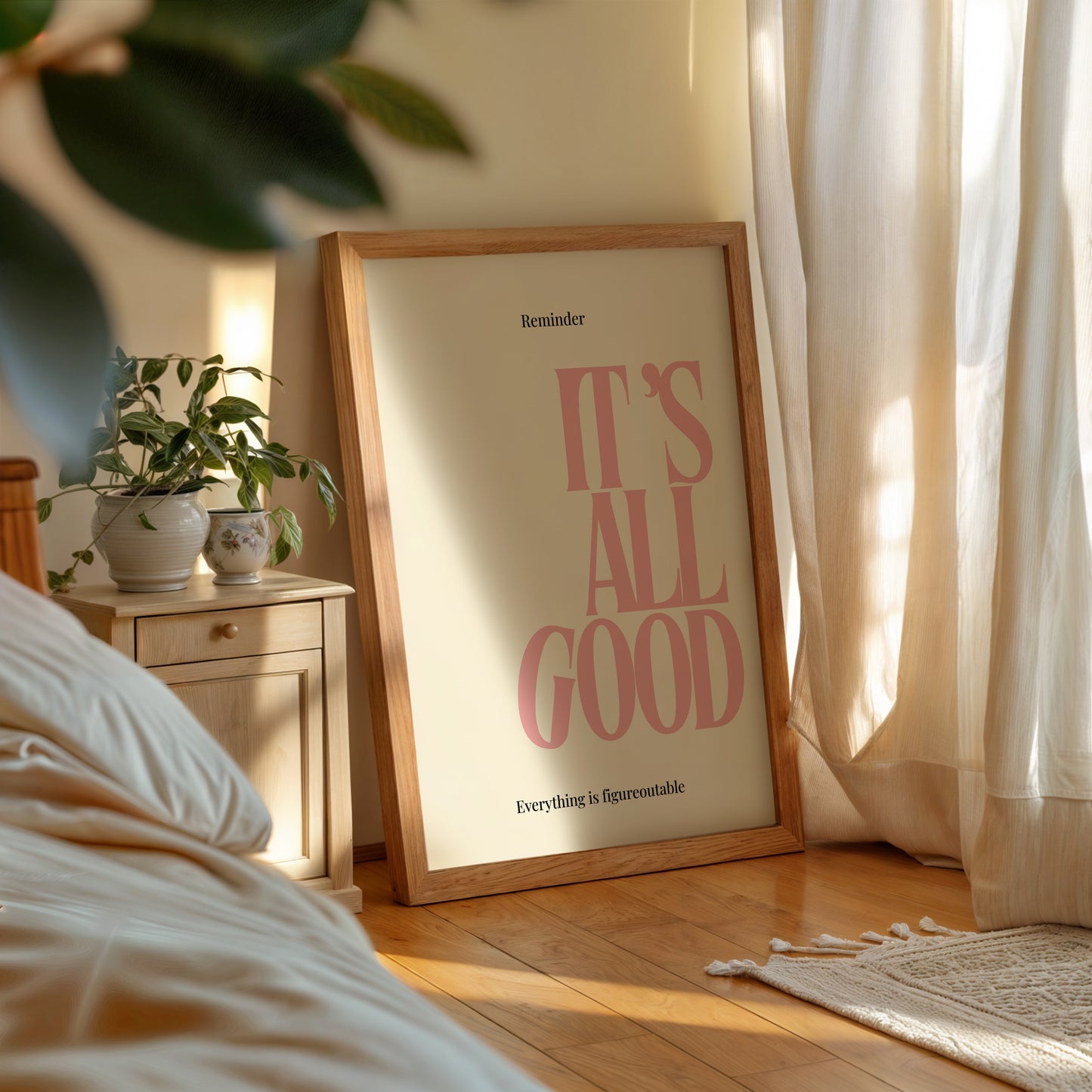 Pink It's All Good Typography Art - Empowerment Print - Digital Print
