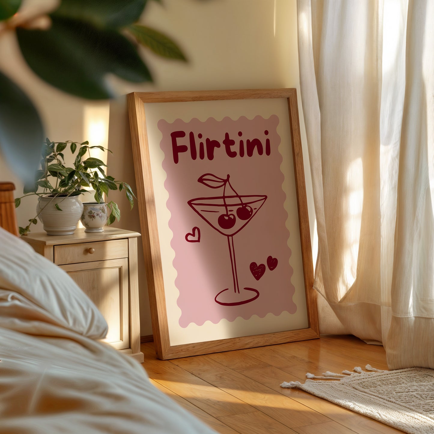 Pink Flirtini Cocktail Art Print - Digital Print
