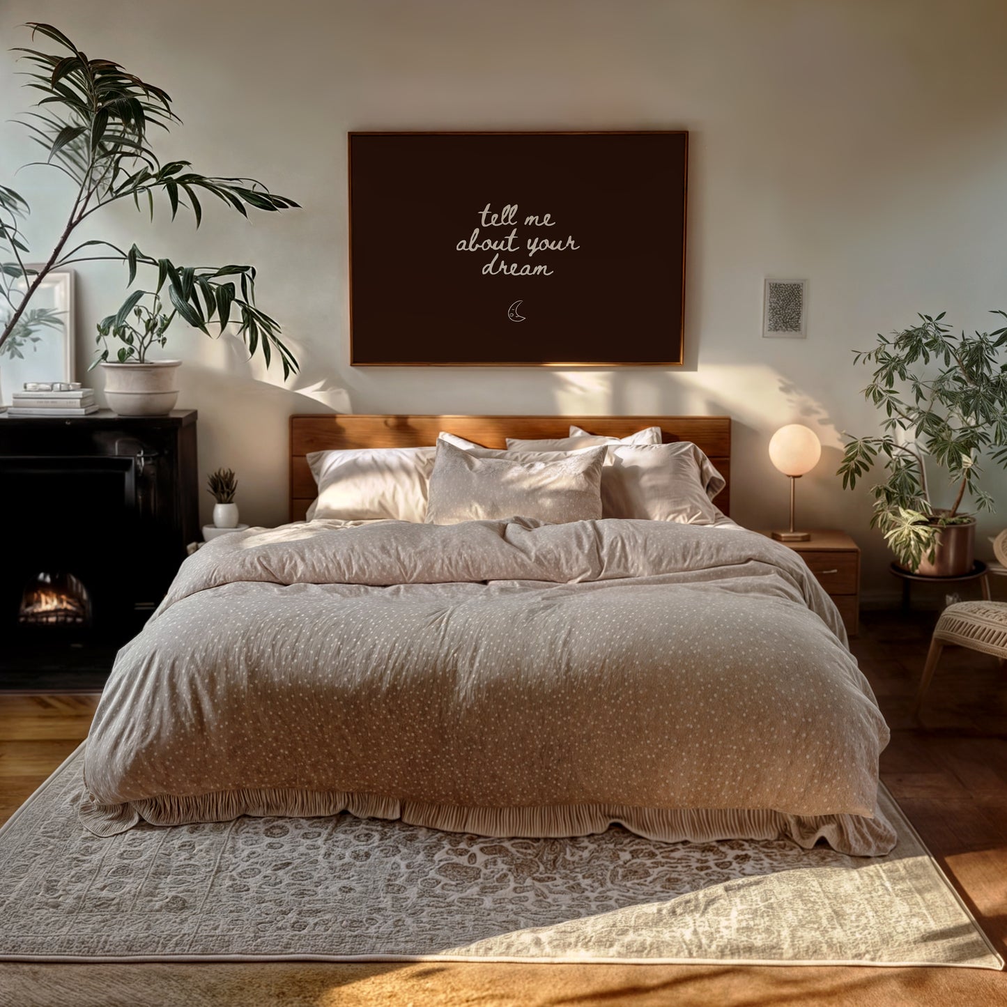 Tell Me About Your Dream Brown Bedroom Print - Digital Print