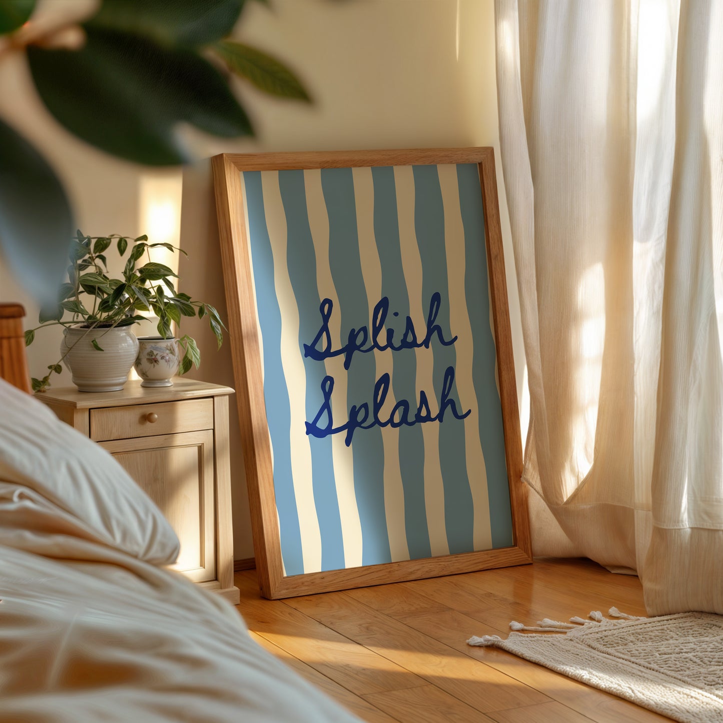Splish Splash Striped Bathroom Print - Digital Print