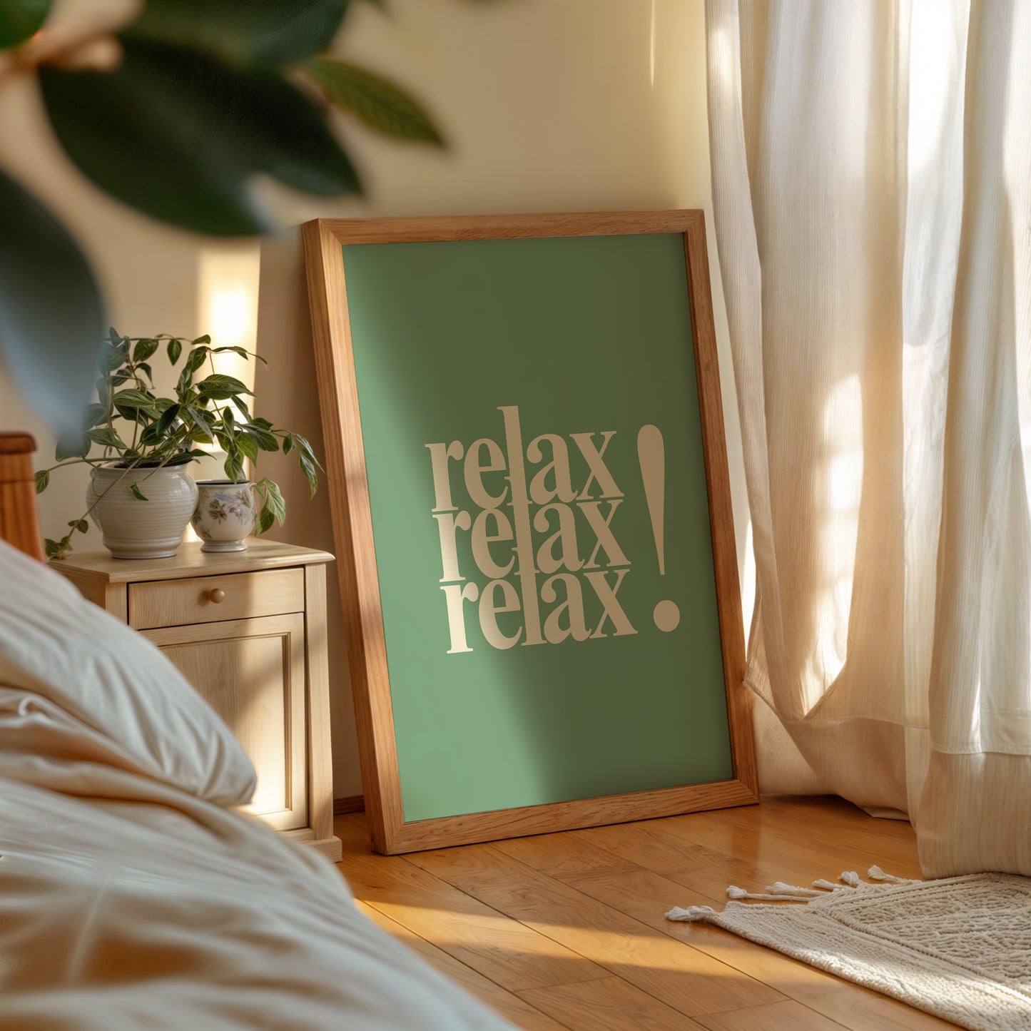 Relax Quote Green Positivity Art - Digital Print