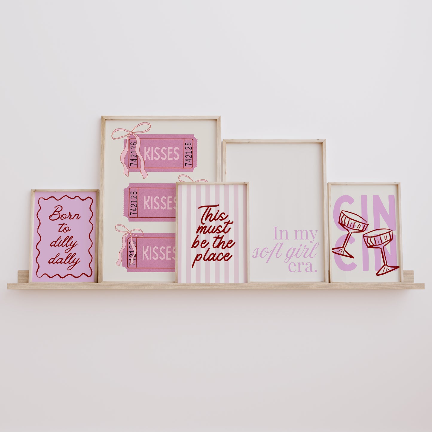 Pink Preppy Coquette Gallery Set of 5 - Digital Print