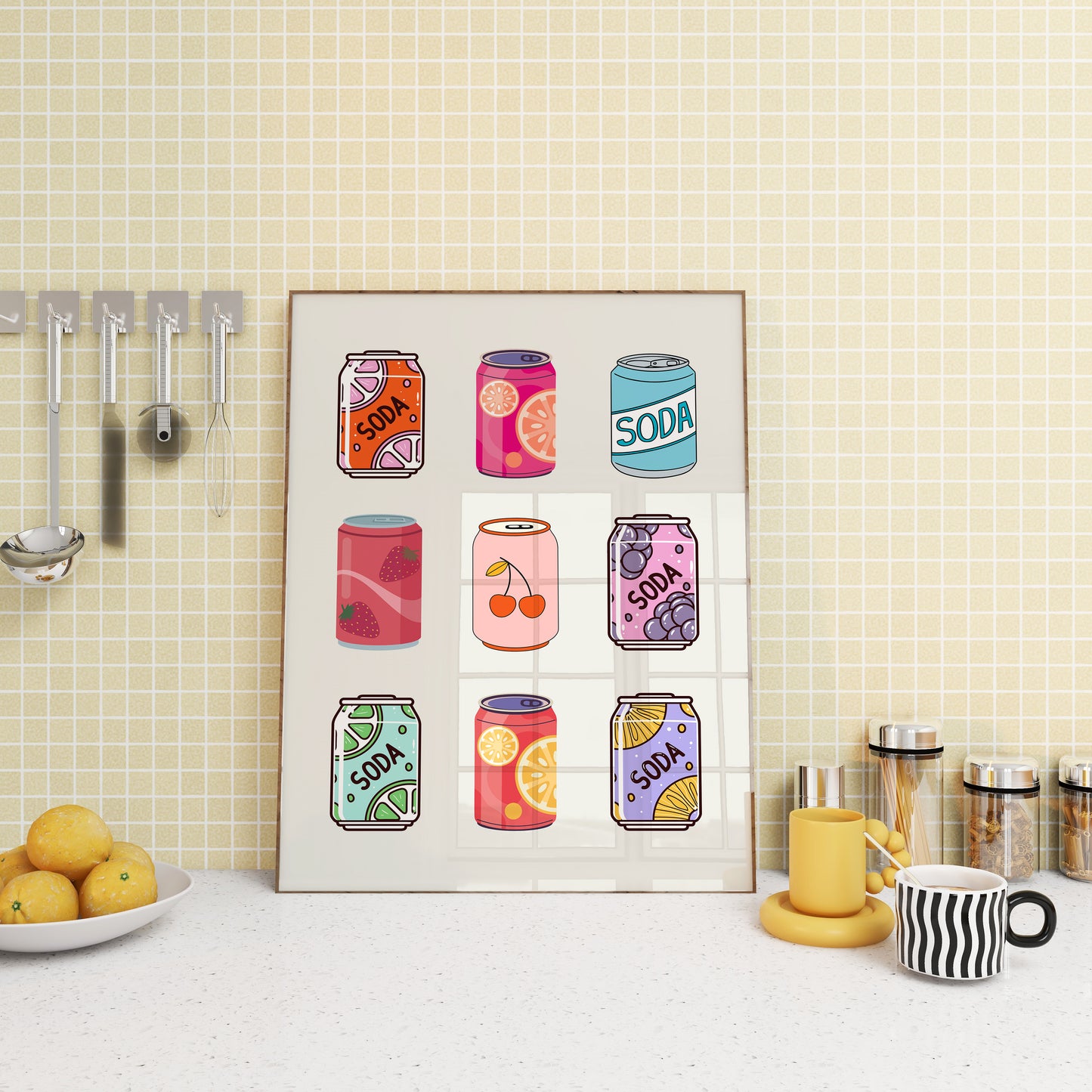 Retro Cans Kitchen Poster- Digital Print