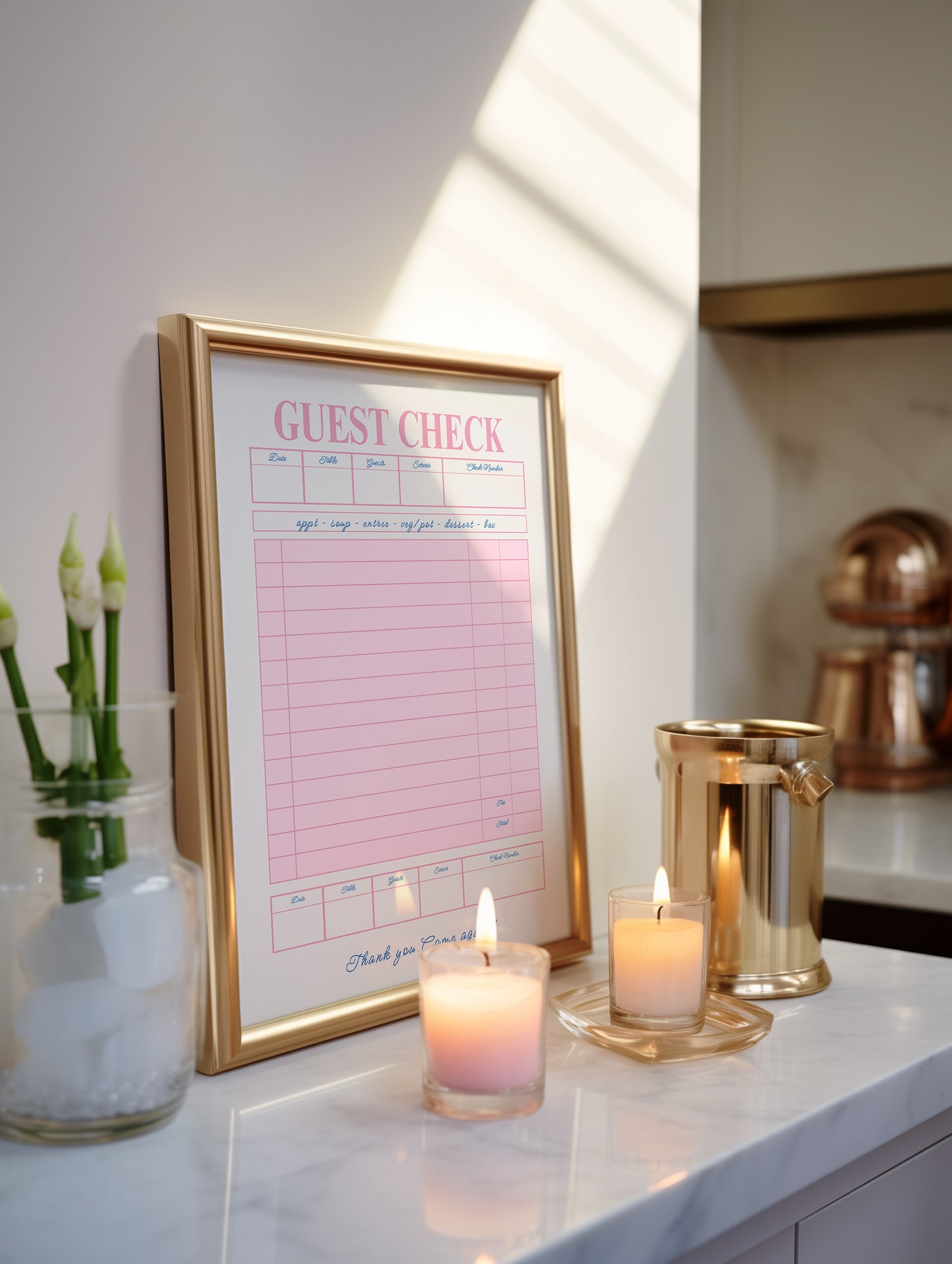 Pink Retro Blank Guest Check - Digital Print