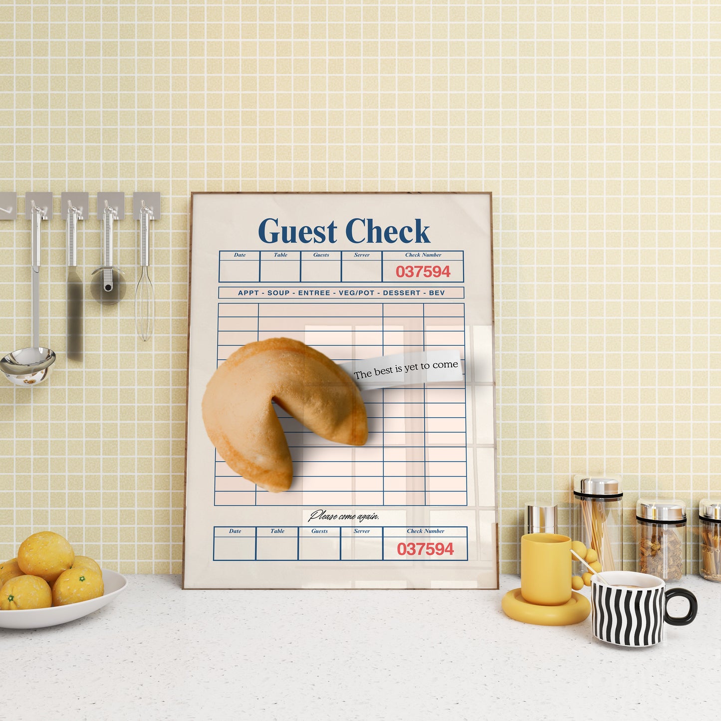 Fortune Cookie The Best Is Yet To Come Retro Guest Check Poster - Digital Print