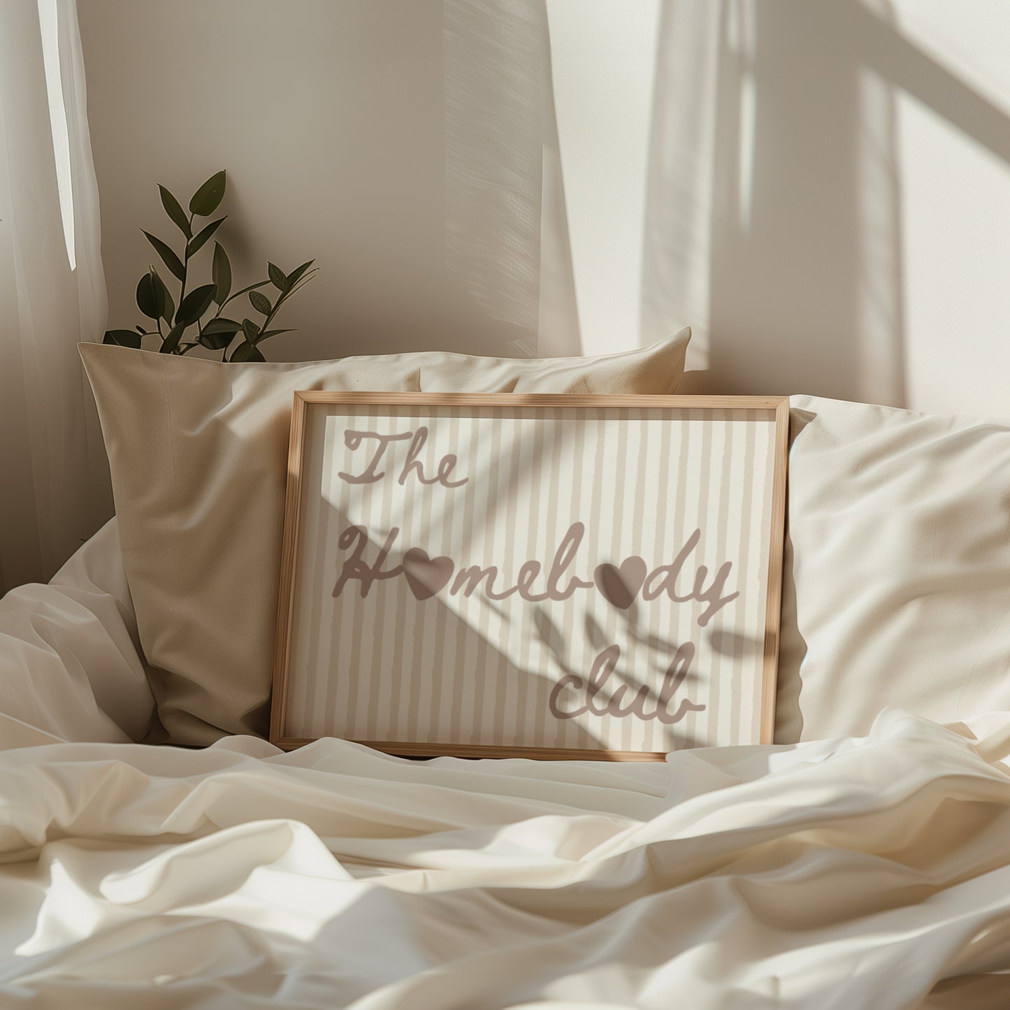The Homebody Club Beige Striped Print - Digital Print