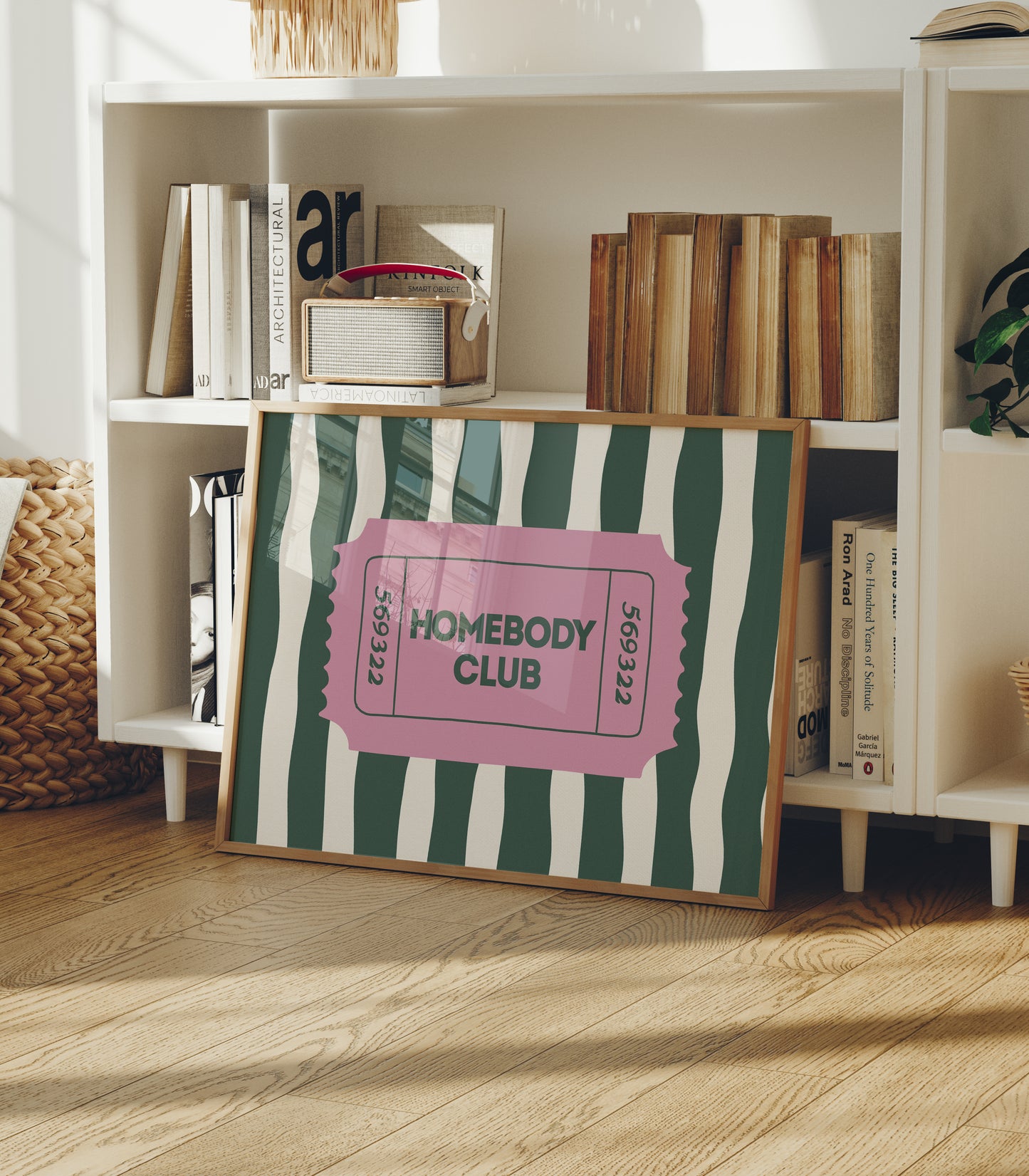 Striped The Homebody Club Retro Ticket Sign - Digital Print ( Horizontal )