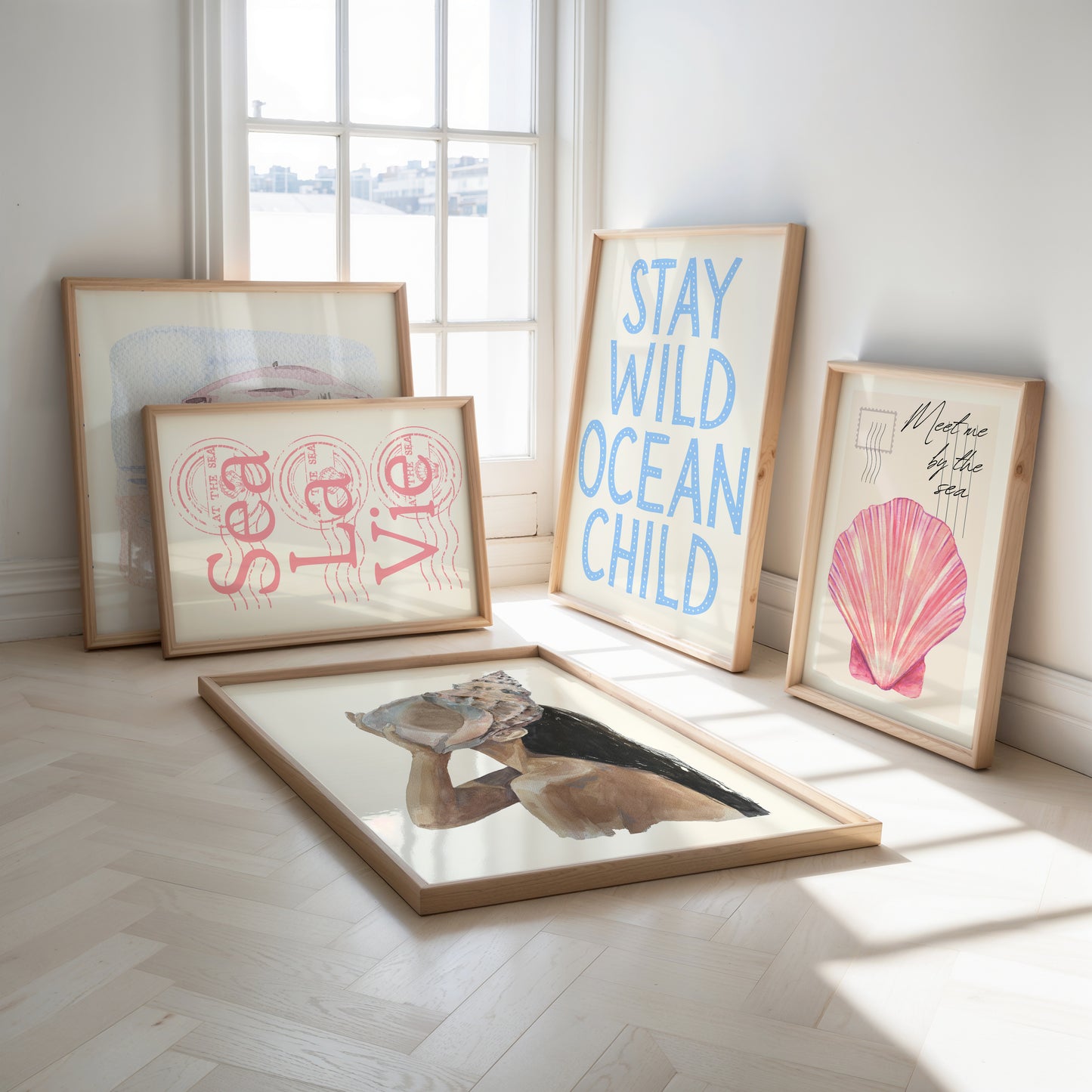 Dreamy Coastal Beach Gallery Set of 5 Prints - Digital Print