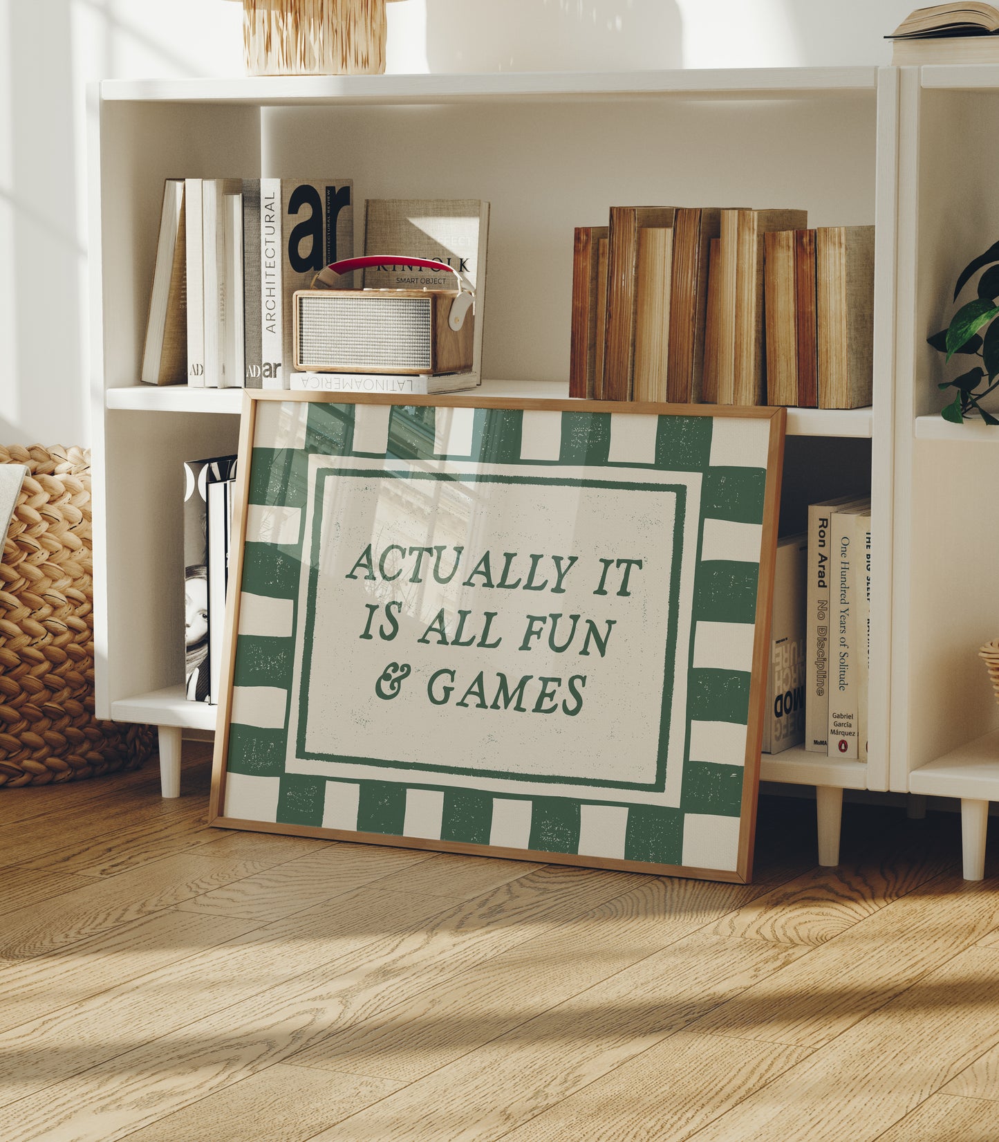 Actually It Is All Fun & Games Green Checkered Print - Digital Print ( Horizontal )