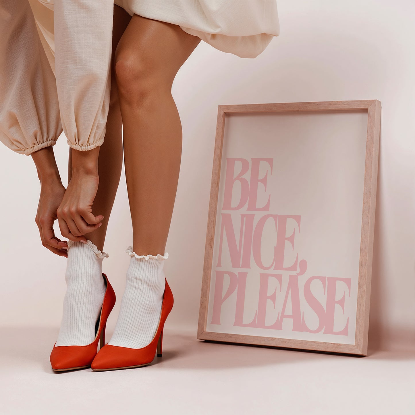 Pink Be Nice Please Quote Print