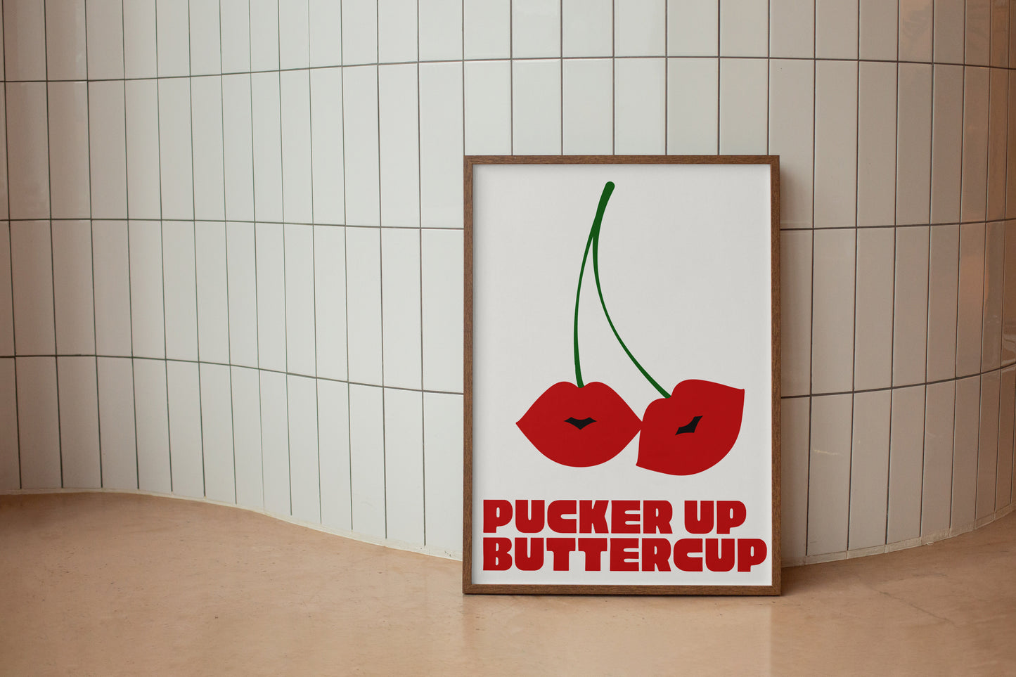Pucker Up Buttercup Cherry Kiss Art - Digital Print