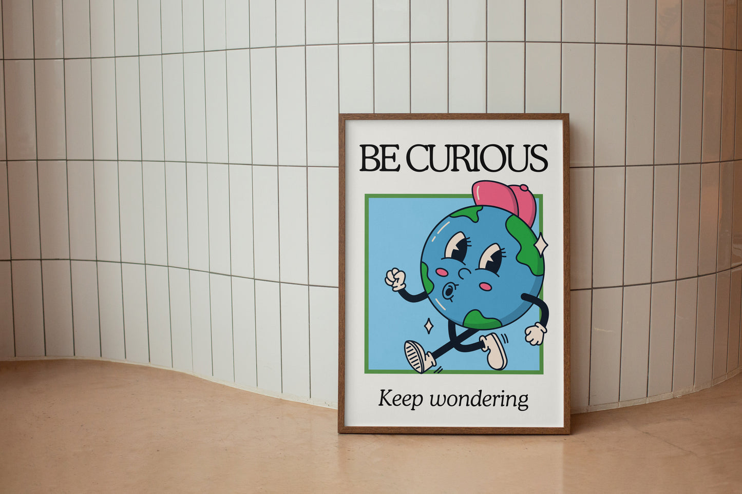 Be Curious Quote Vintage Mascot Classroom Art - Digital Print